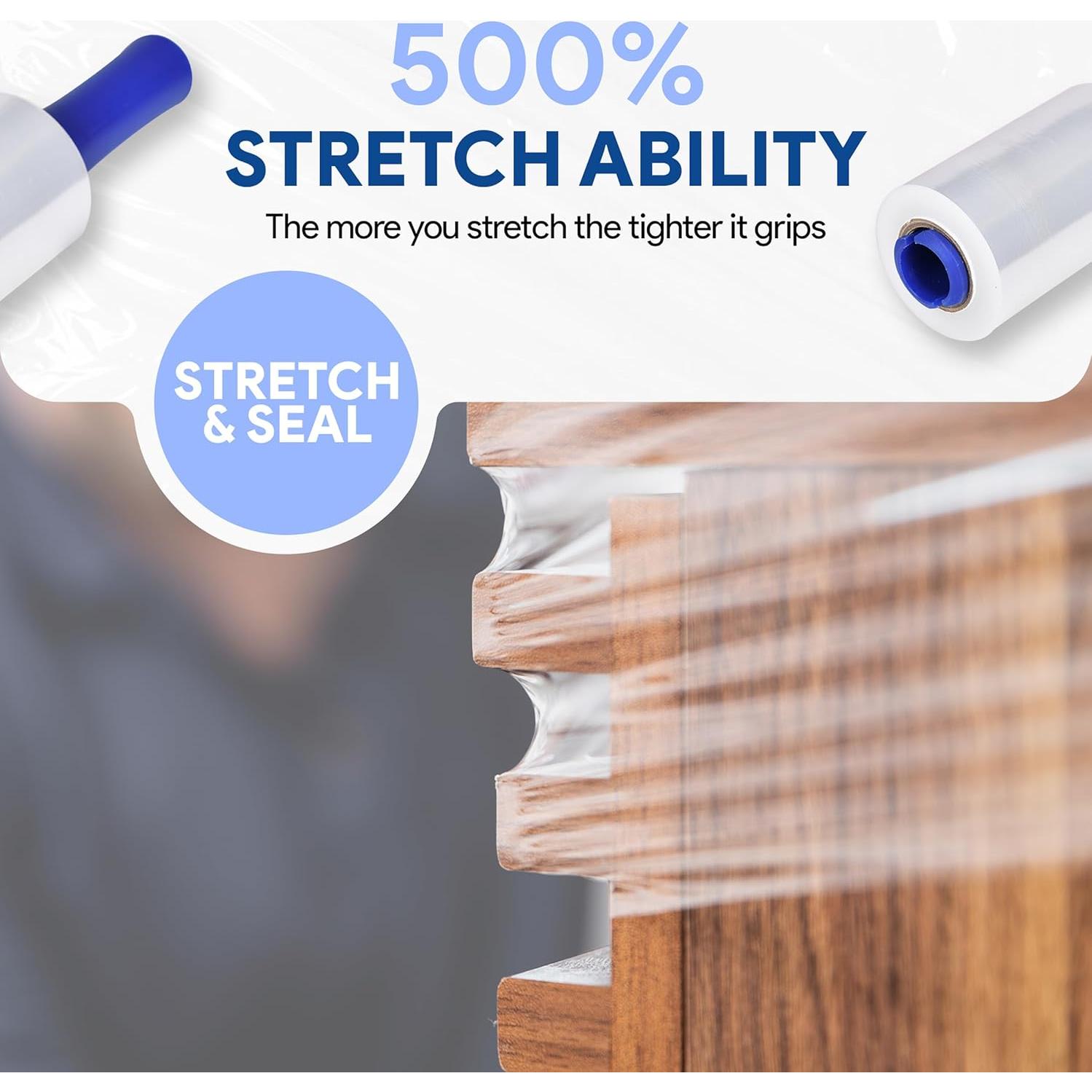 Película Plástica Estirable 5" con Mango Rotatorio 1000 pies