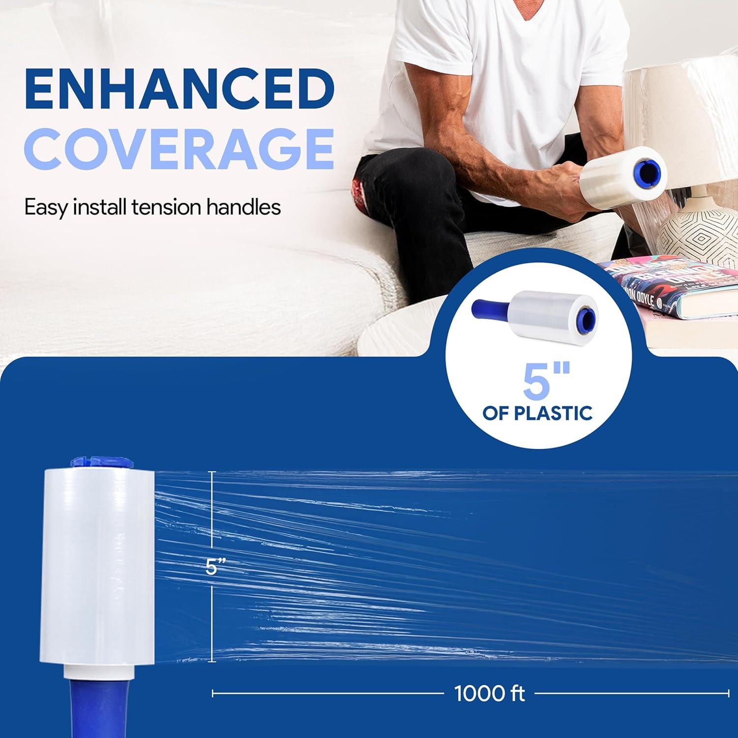 Película Plástica Estirable 5" con Mango Rotatorio 1000 pies