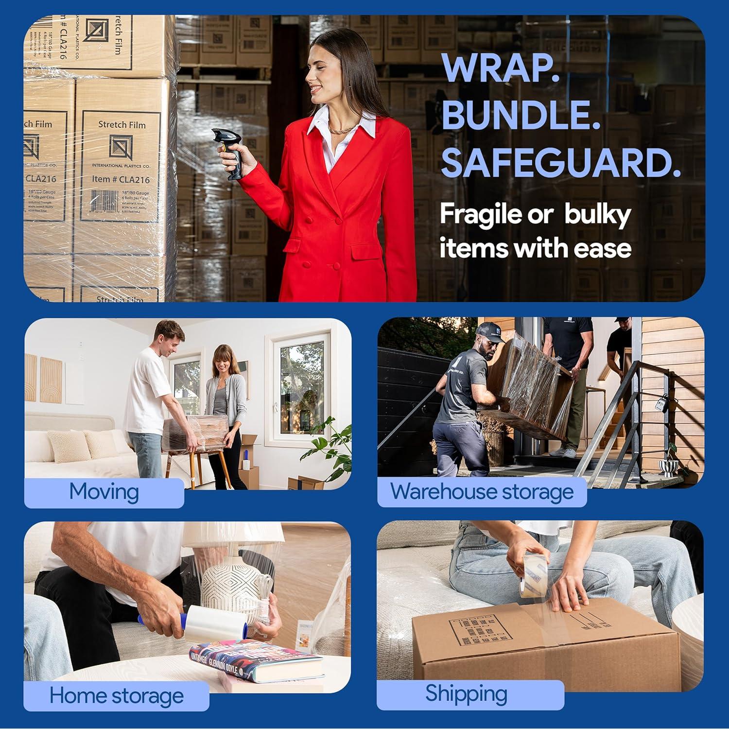 Película Plástica Estirable 5" con Mango Rotatorio 1000 pies