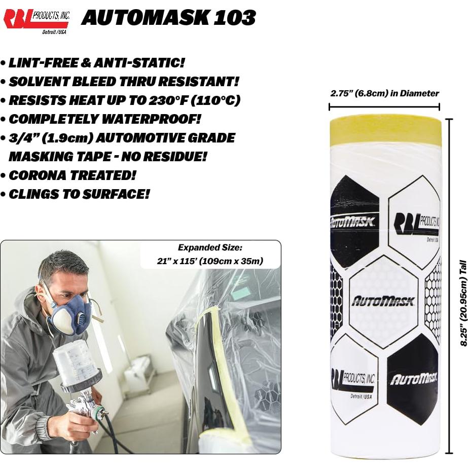 RBL AutoMask Rollo de Recarga 109 cm x 35 m - Película Enmascarado Automotriz