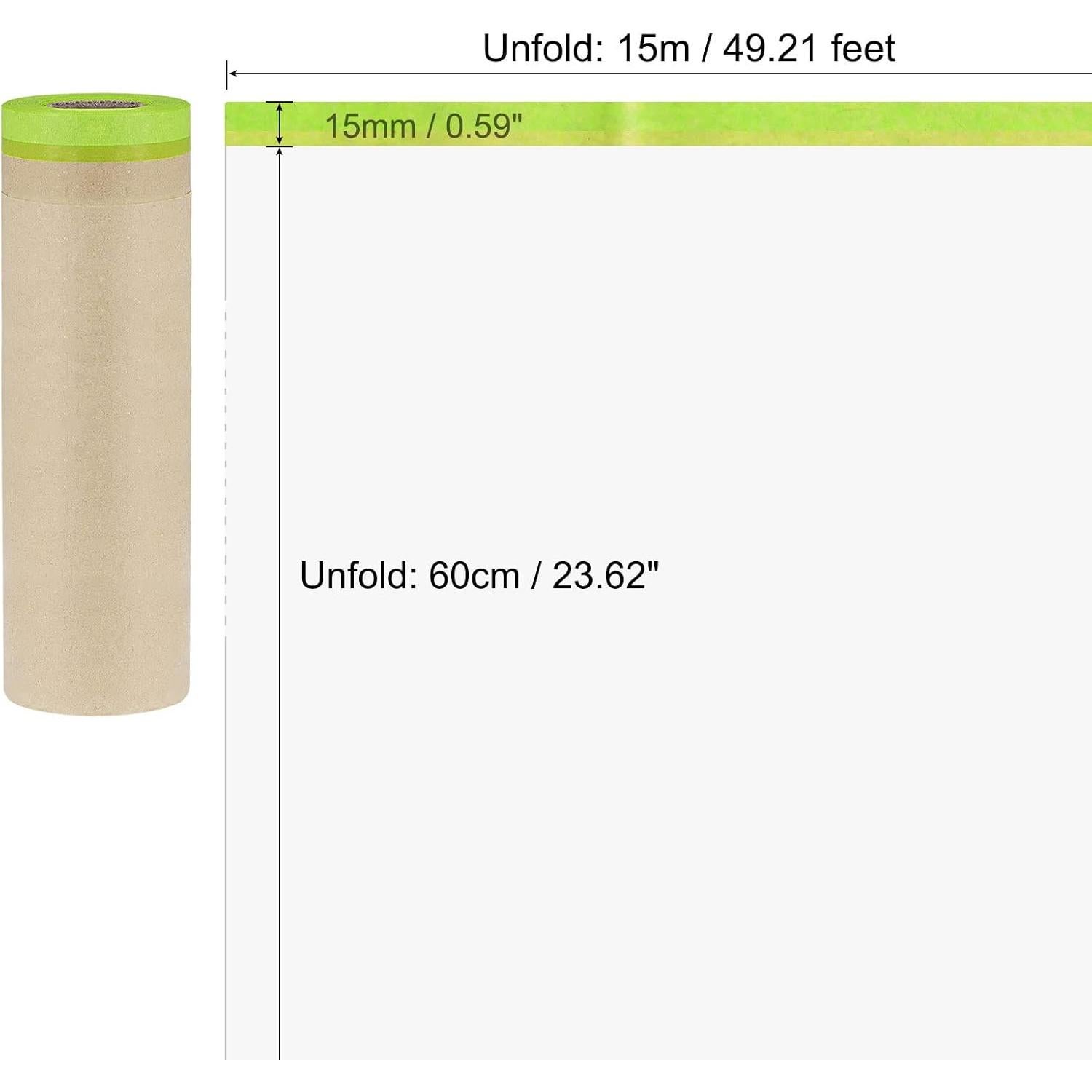 Película de Enmascarar Pre-Cinta uxcell 60cm x 15m Marrón 2Pcs