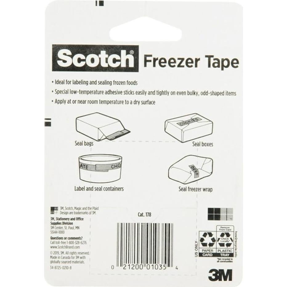 Cinta de Congelador Scotch 3/4" x 25.4 m - Paquete de 4 Rollos