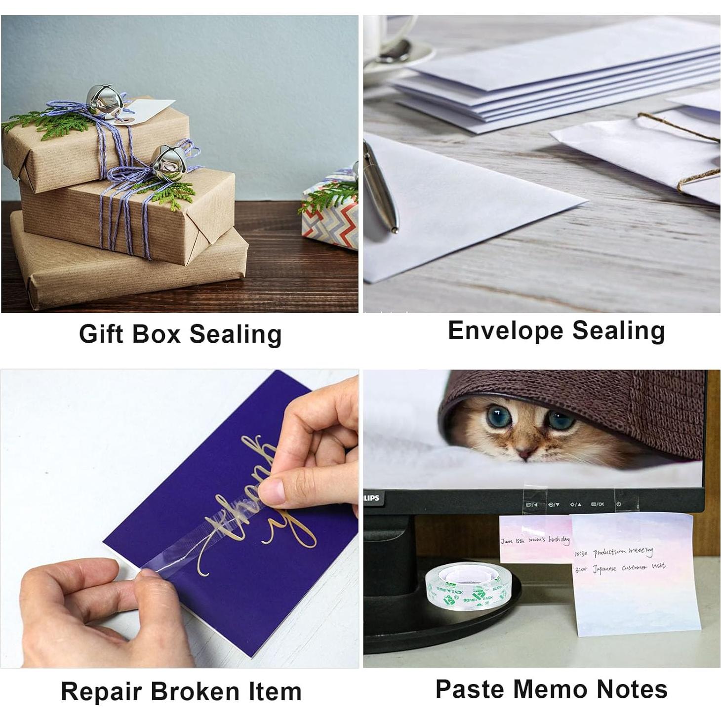 Cinta Transparente BOMEI 48 Rollos 12mm x 25.4m para Dispensador