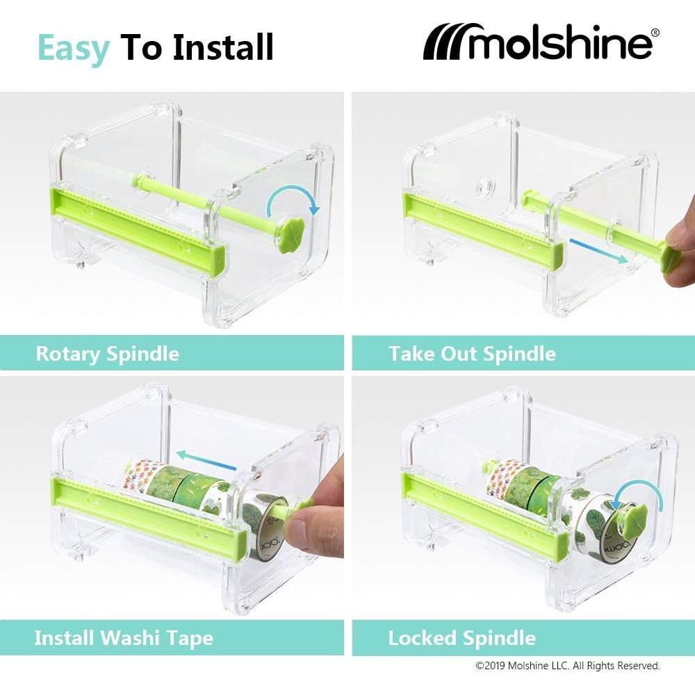 Dispensador de Cinta Adhesiva Molshine Verde 2 Piezas Multiusos
