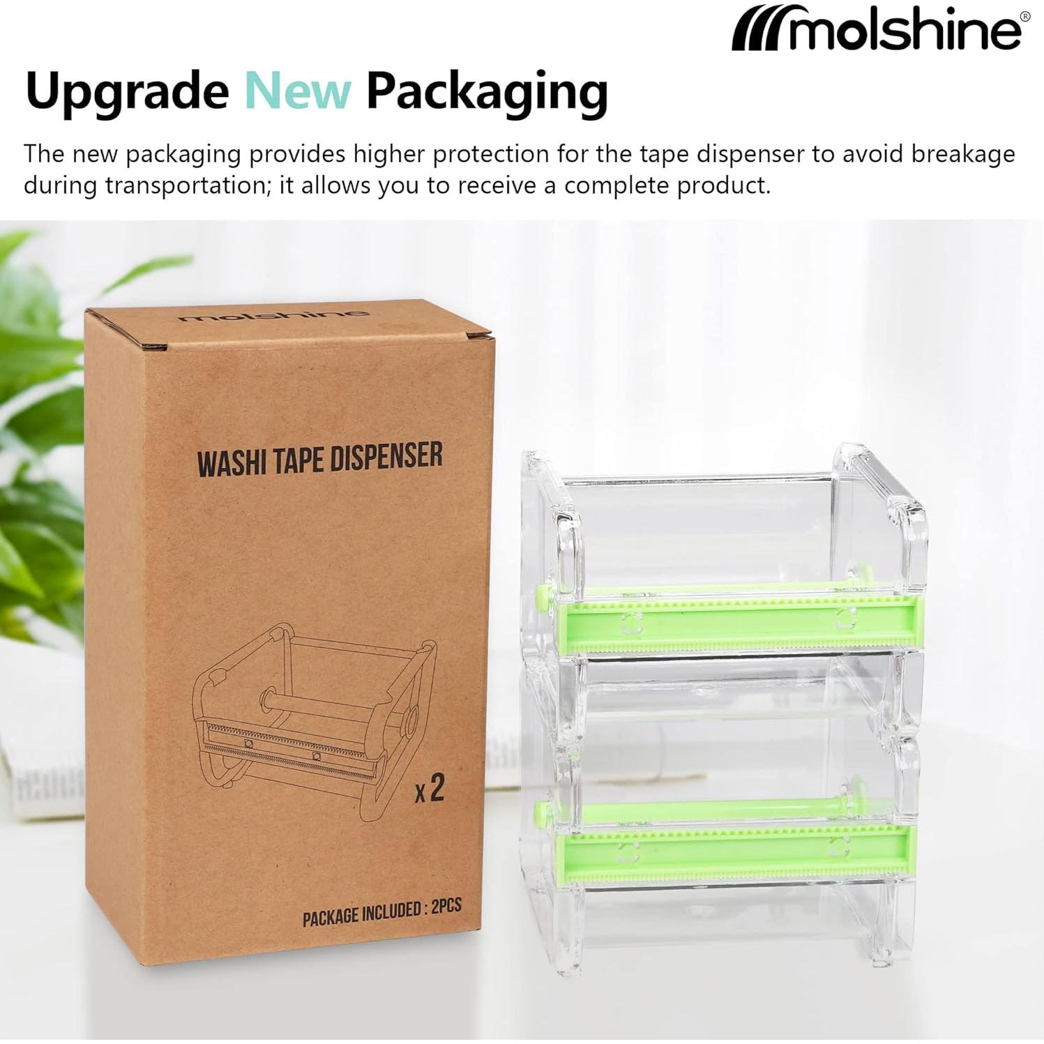 Dispensador de Cinta Adhesiva Molshine Verde 2 Piezas Multiusos