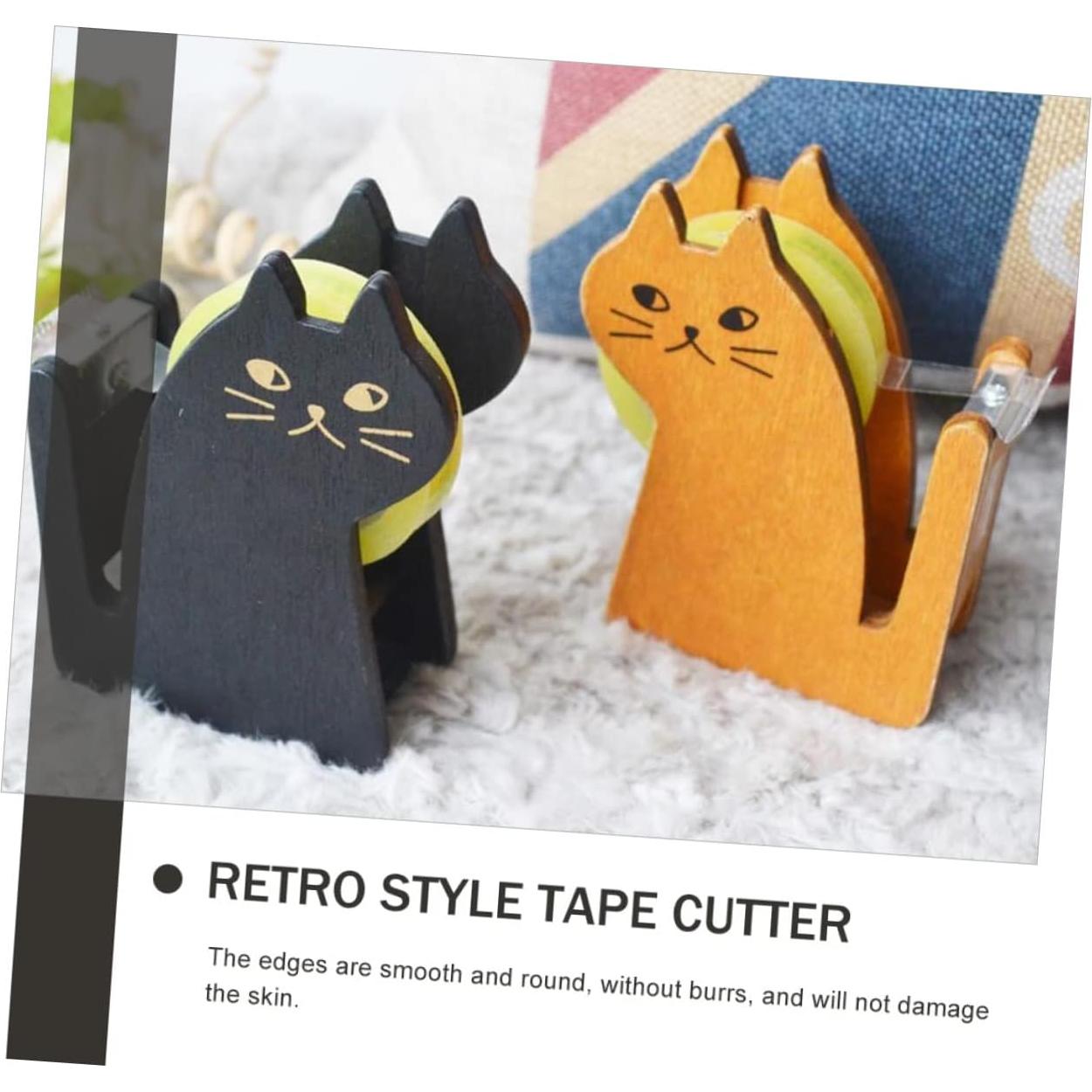 Dispensador de Cinta de Gato STOBOK - Cortador Vintage de Madera