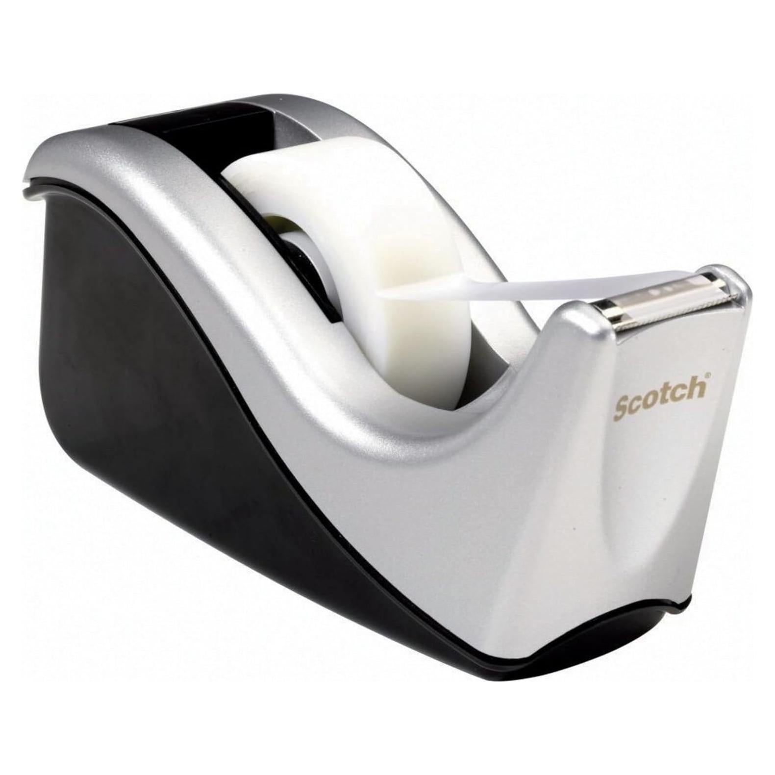 Dispensador de Cinta Scotch Bicolor Plateado/Negro 1"