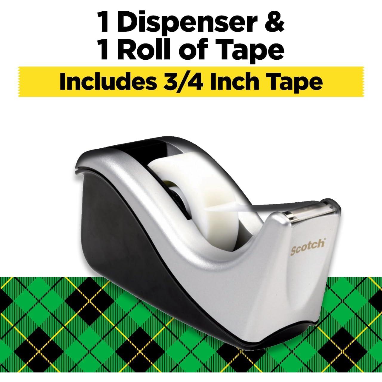 Dispensador de Cinta Scotch Bicolor Plateado/Negro 1"