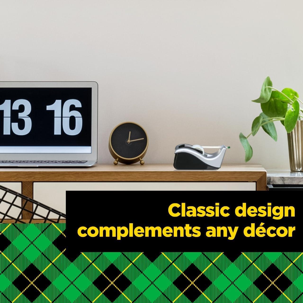 Dispensador de Cinta Scotch Bicolor Plateado/Negro 1"