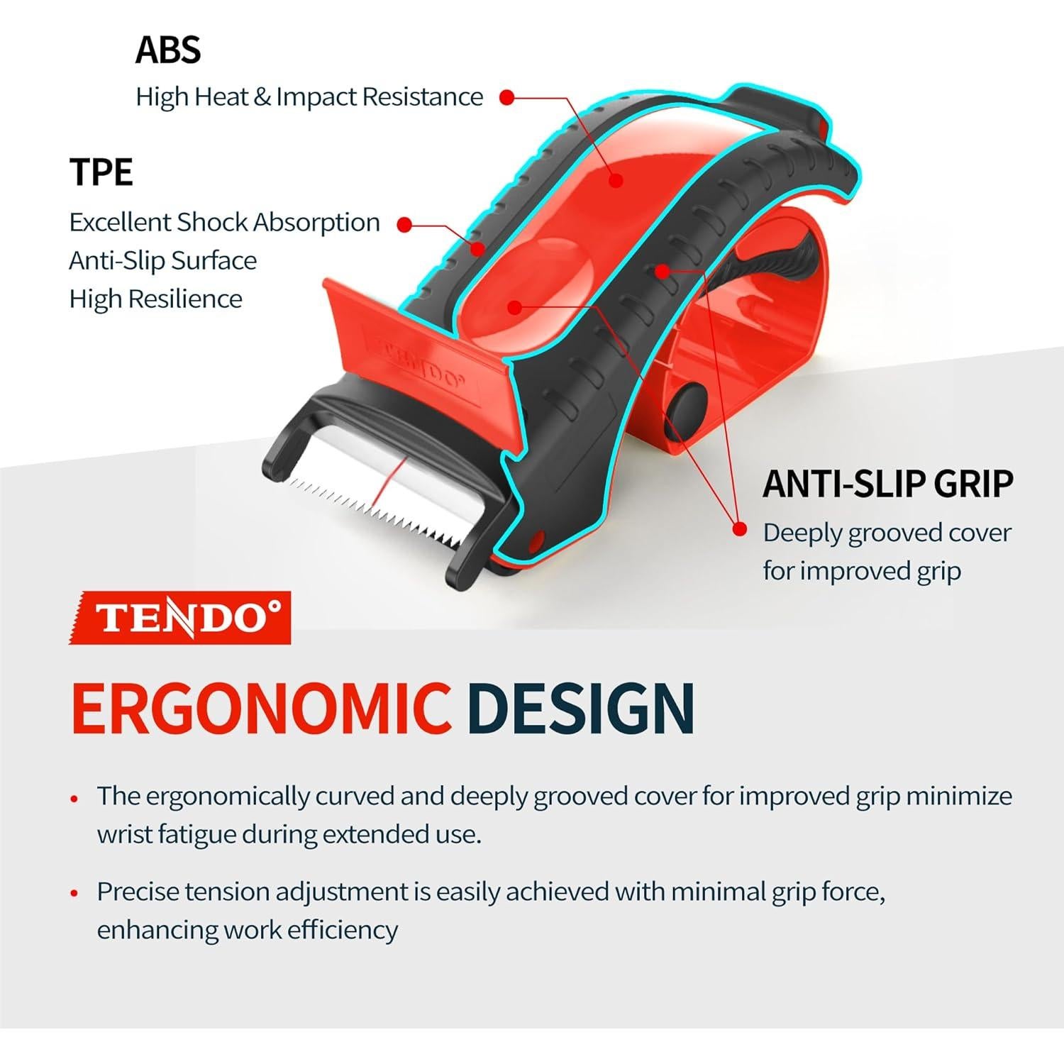 Dispensador de Cinta de Envío TENDO P-2200 Rojo 2" Reutilizable