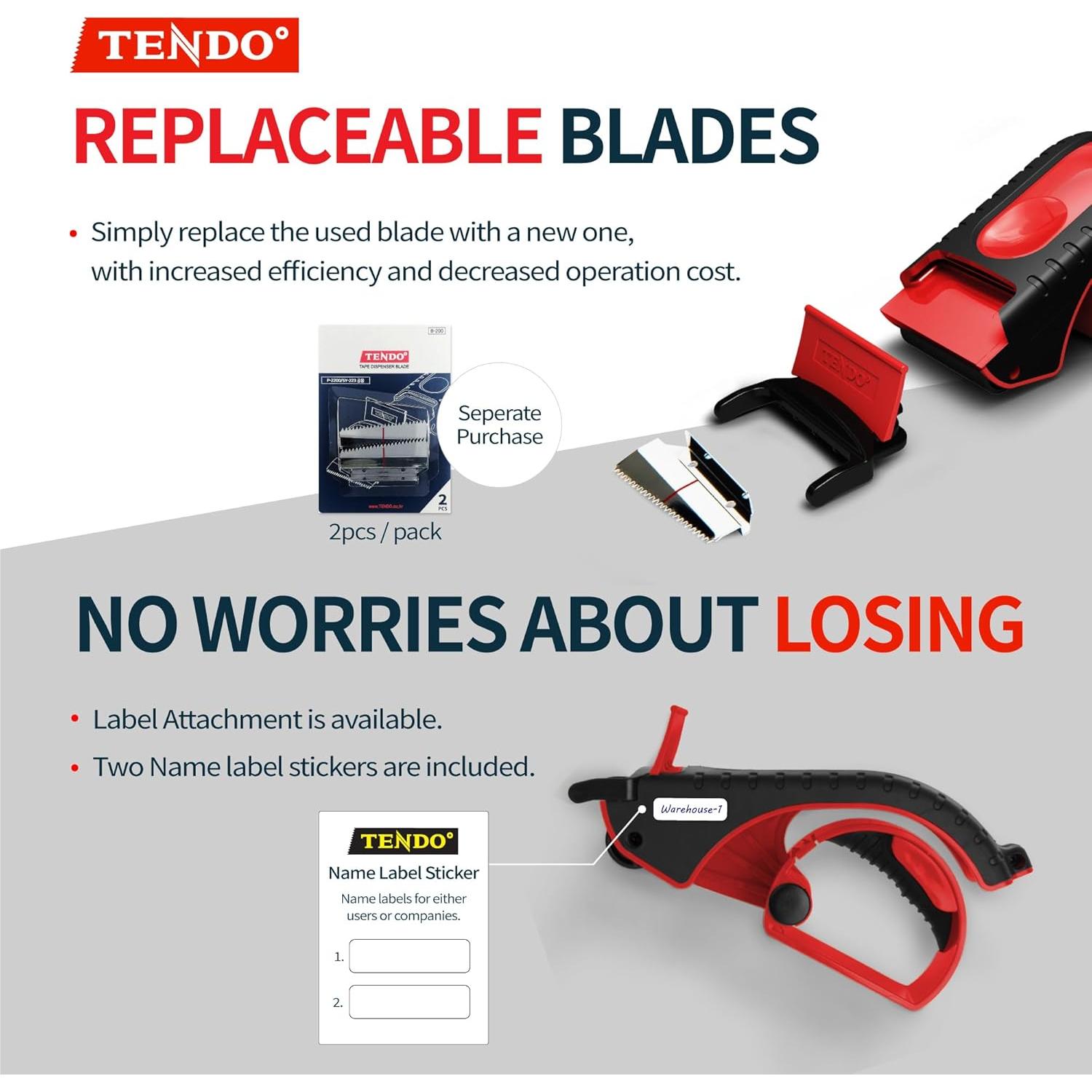 Dispensador de Cinta de Envío TENDO P-2200 Rojo 2" Reutilizable