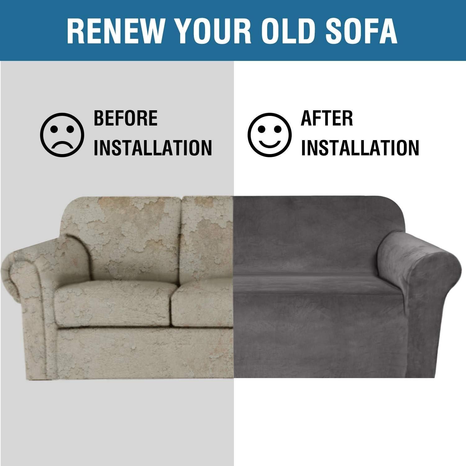 Funda de Sofá Elástica H.VERSAILTEX Terciopelo Gris 183-229 cm