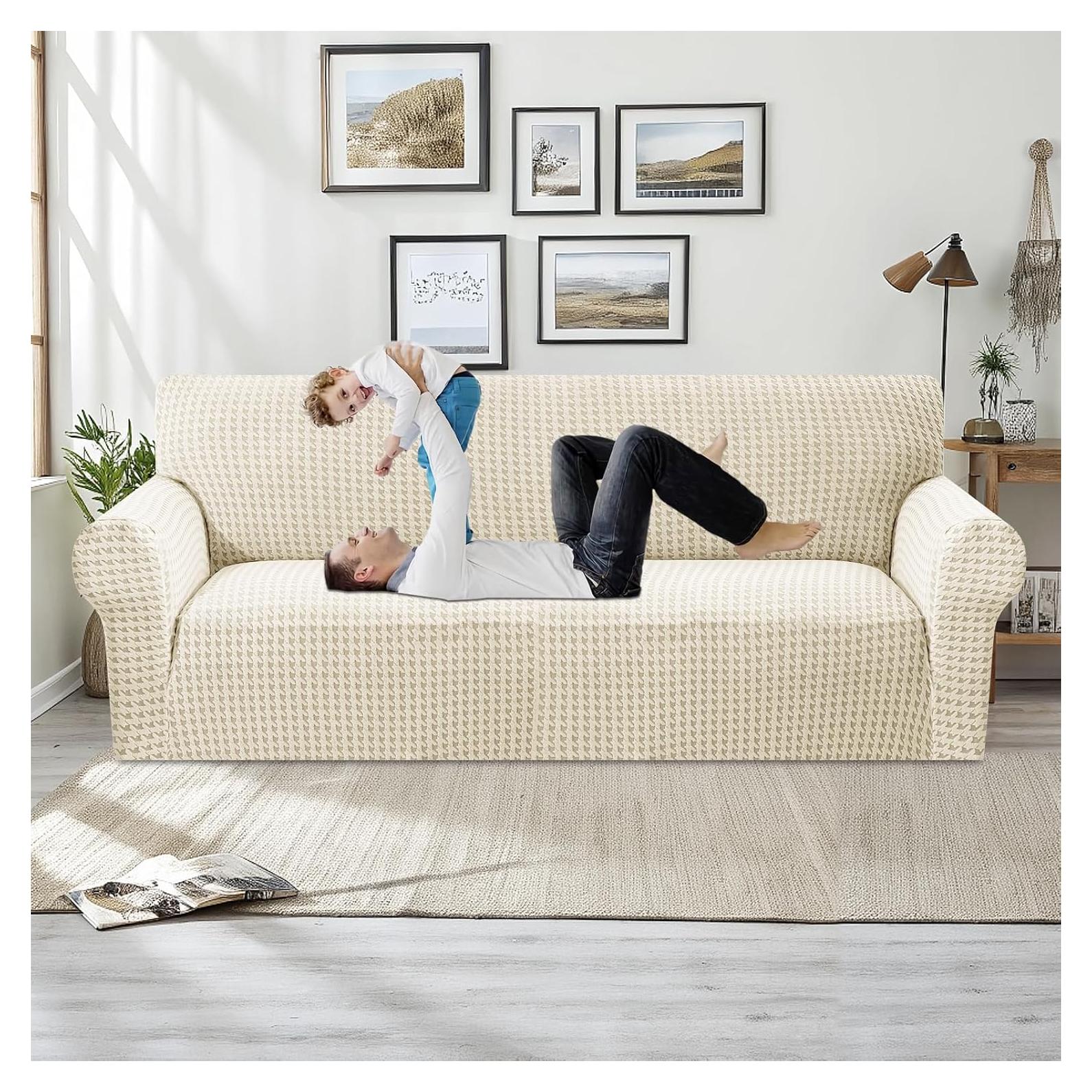 Funda de Sofá Stretch MAXIJIN Grande Beige 71-91" Antideslizante