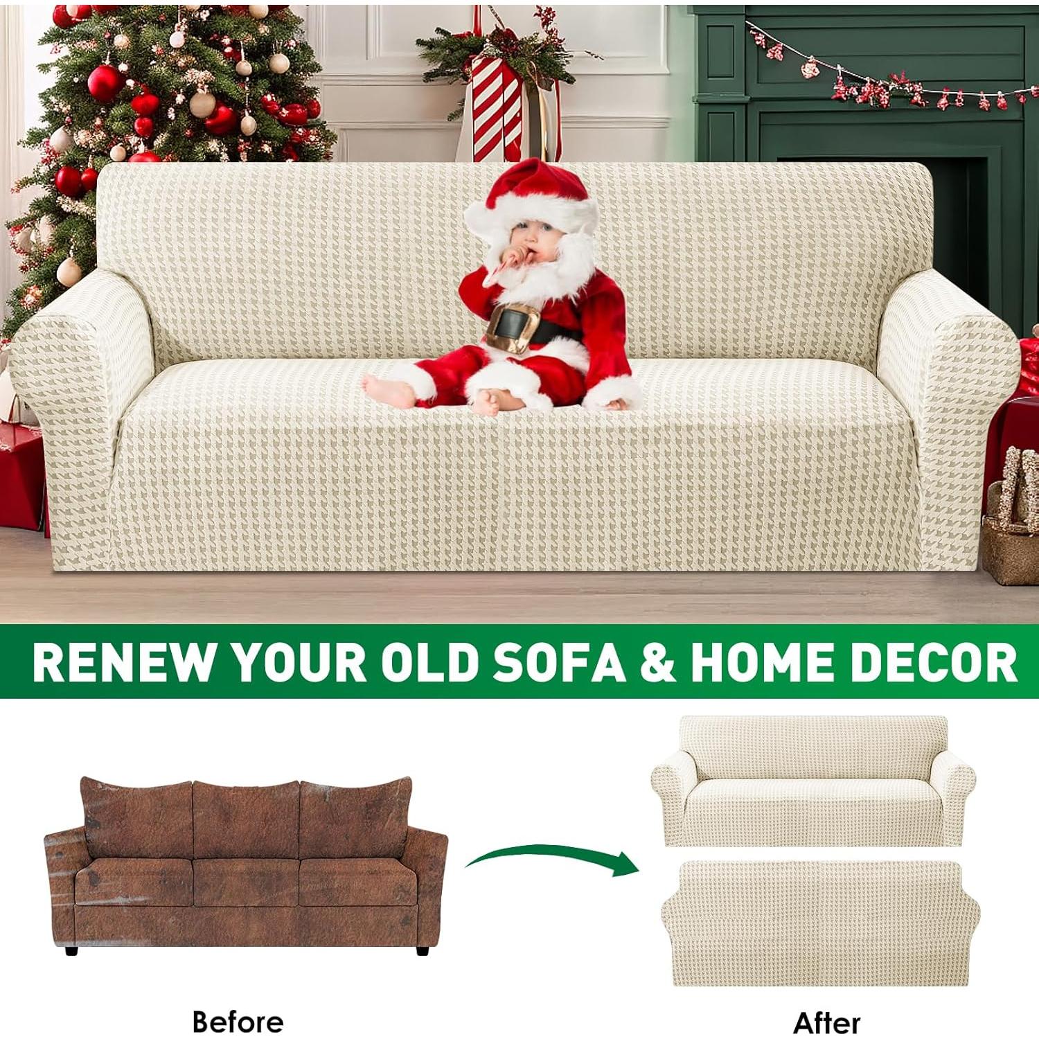 Funda de Sofá Stretch MAXIJIN Grande Beige 71-91" Antideslizante