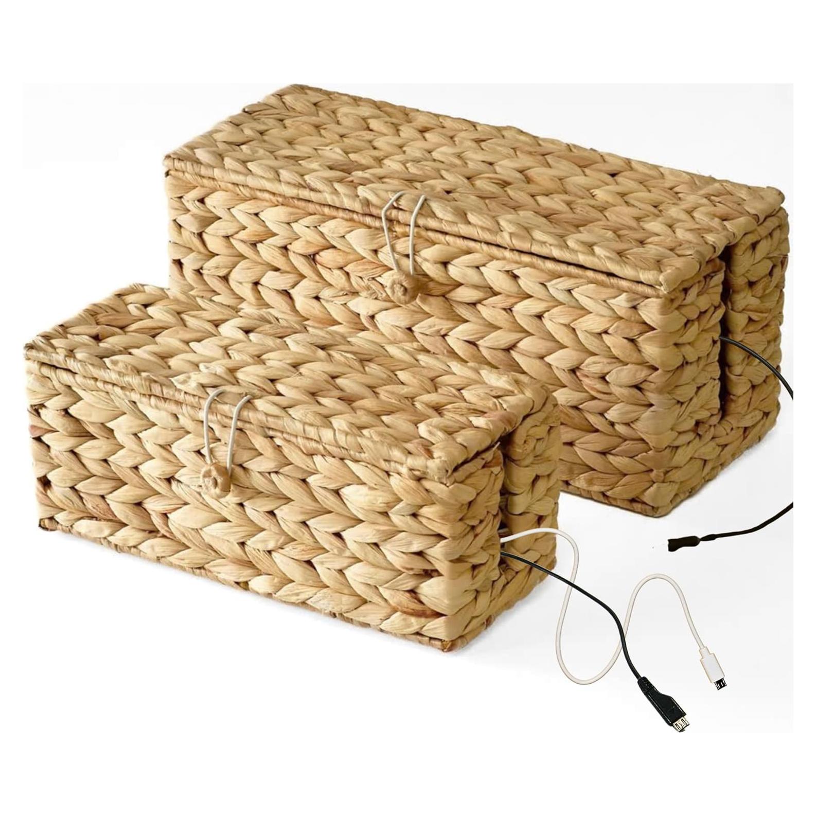 Caja de Gestión de Cables de Mimbre Chi An Home 40x17.5cm