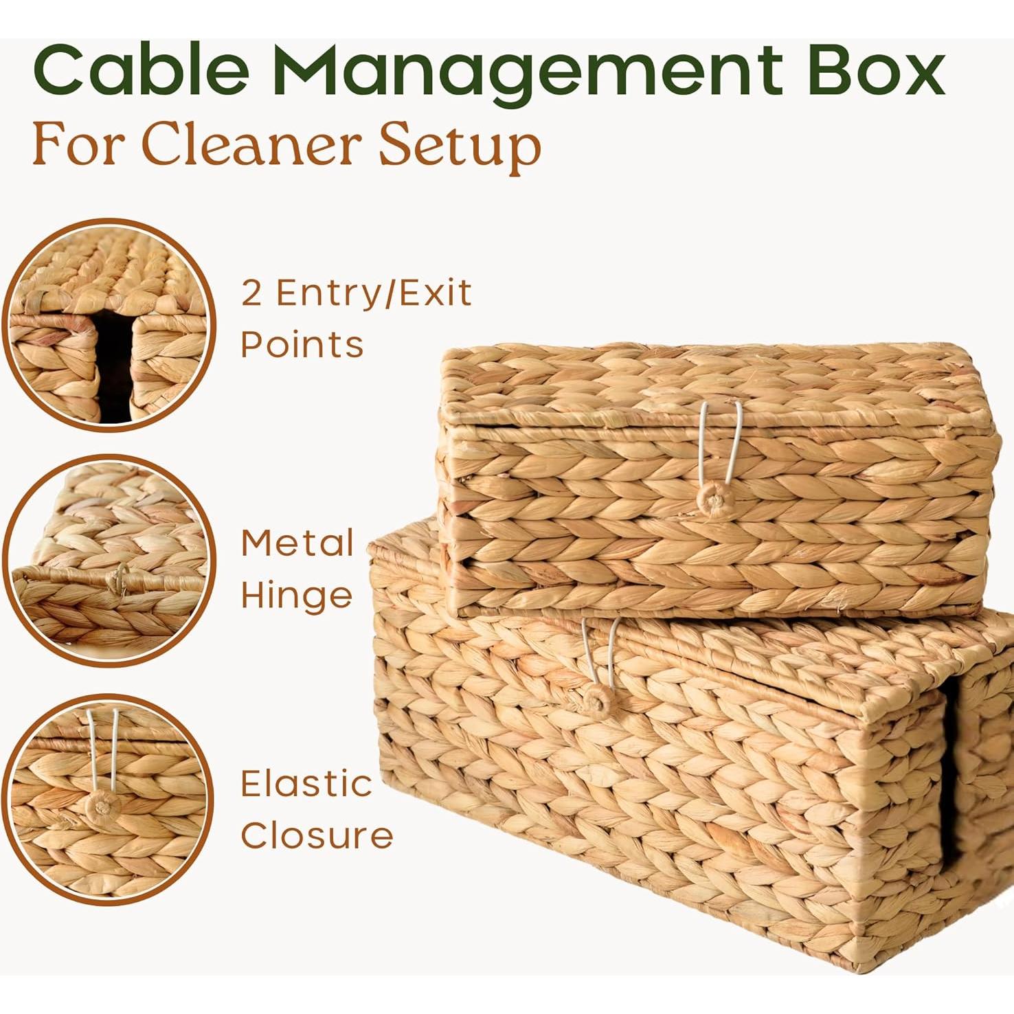 Caja de Gestión de Cables de Mimbre Chi An Home 40x17.5cm