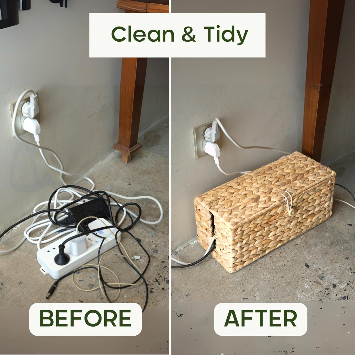 Caja de Gestión de Cables de Mimbre Chi An Home 40x17.5cm