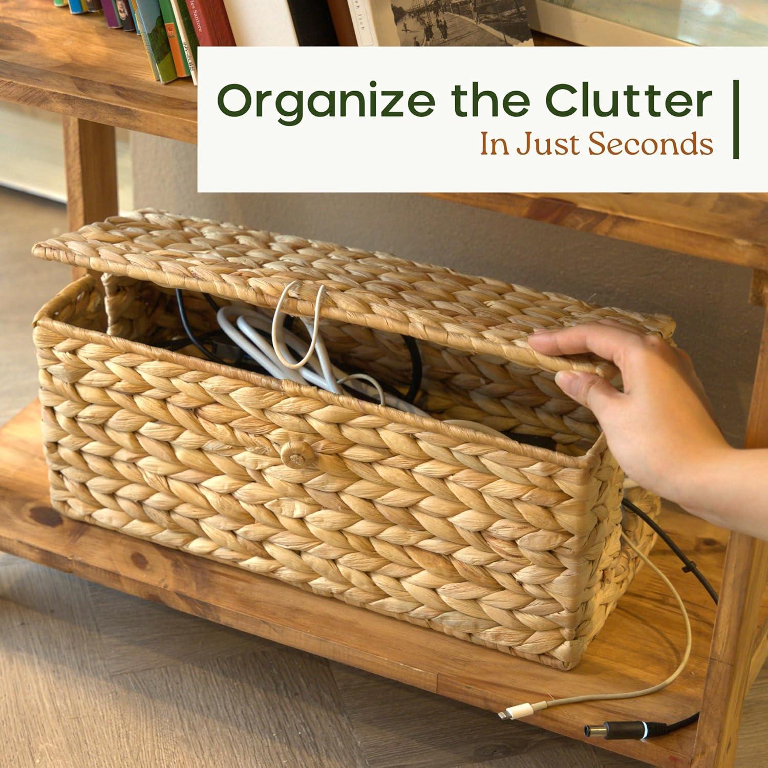 Caja de Gestión de Cables de Mimbre Chi An Home 40x17.5cm