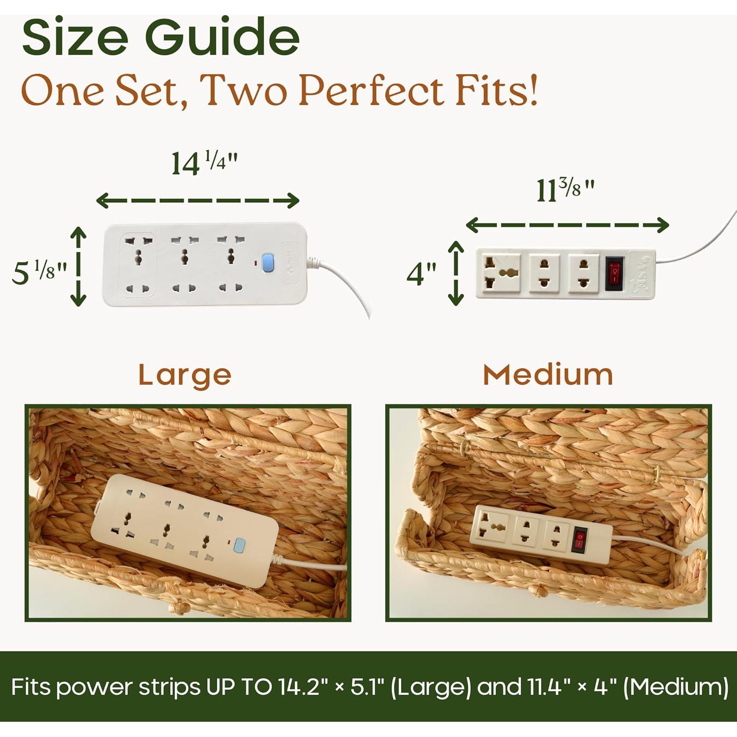 Caja de Gestión de Cables de Mimbre Chi An Home 40x17.5cm