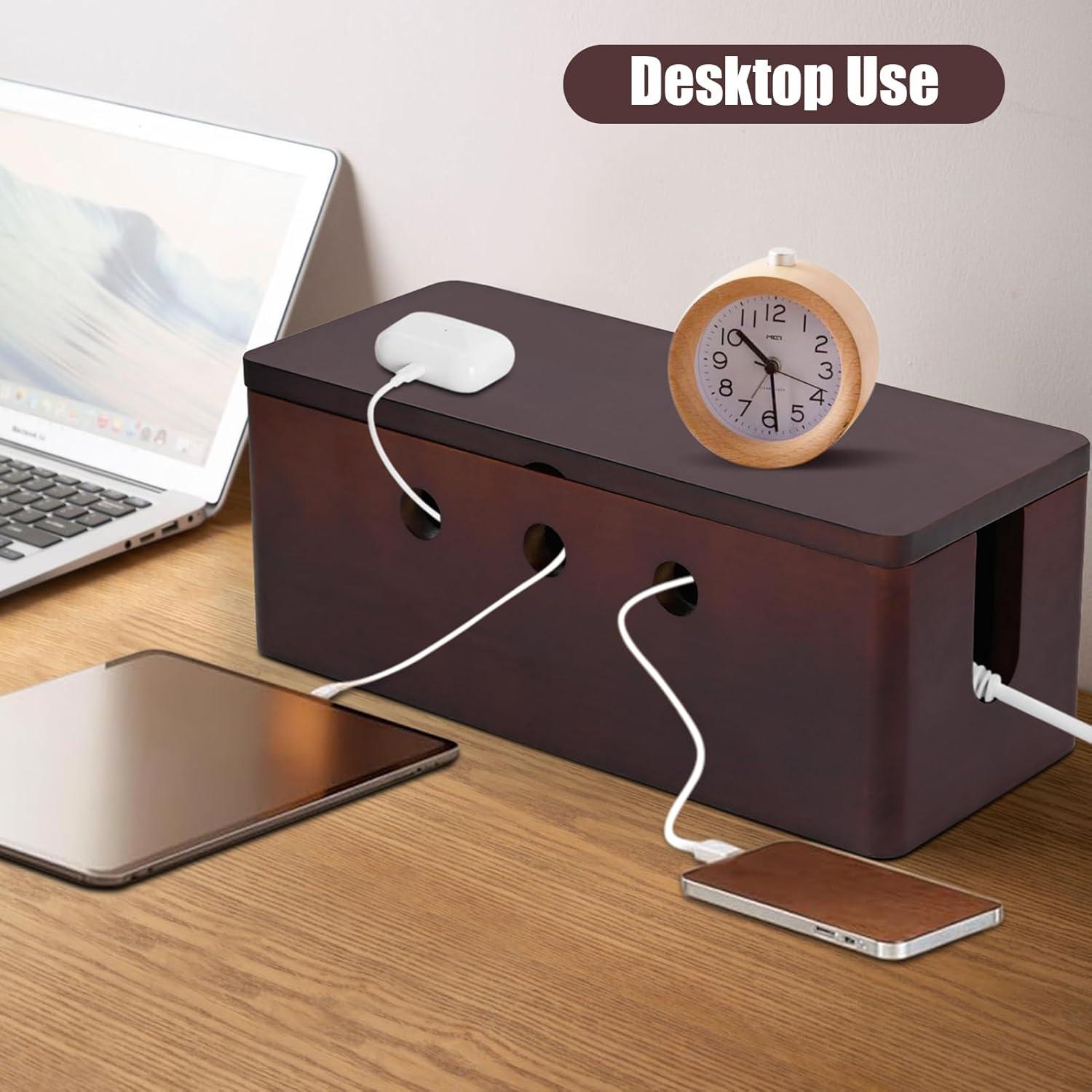 Caja Organizador de Cables Grande Lirches - Madera con Tapa Magnética