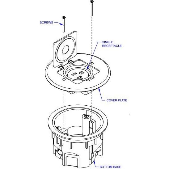 Caja de Piso Redonda Lew Electric RB-XX 20A Tapa Metal Bronce