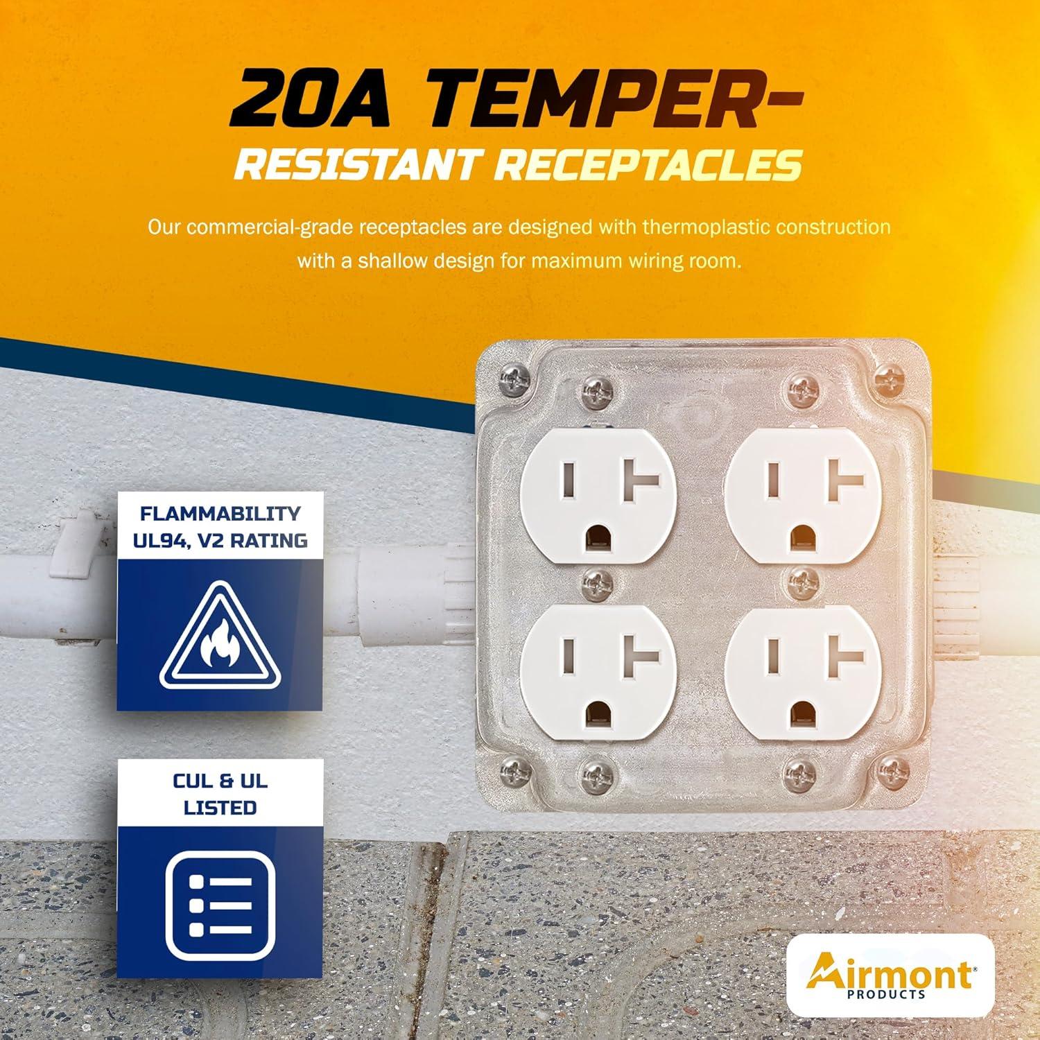 Caja Eléctrica de Metal 4x4" Airmont con Tapa y Receptáculos