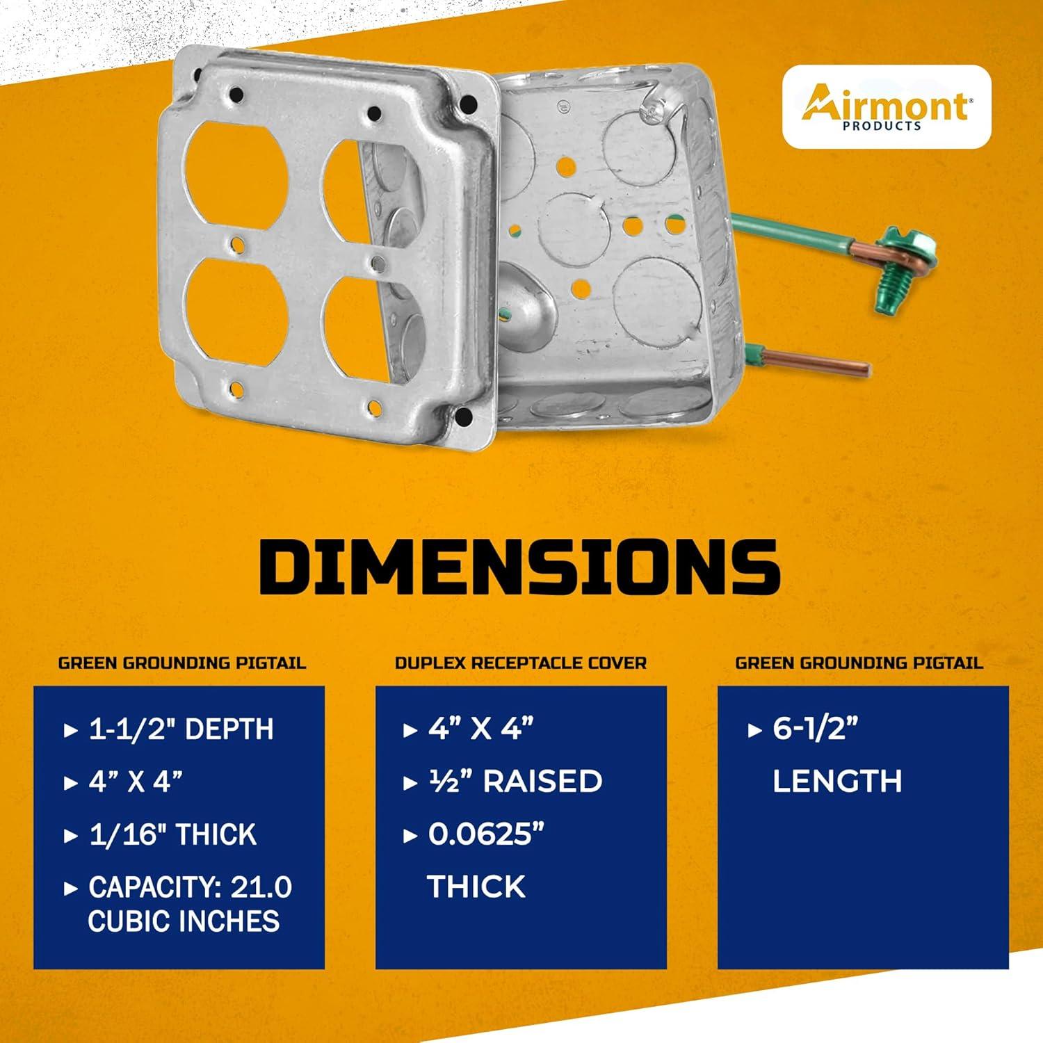 Caja Eléctrica de Metal 4x4" Airmont con Tapa y Receptáculos