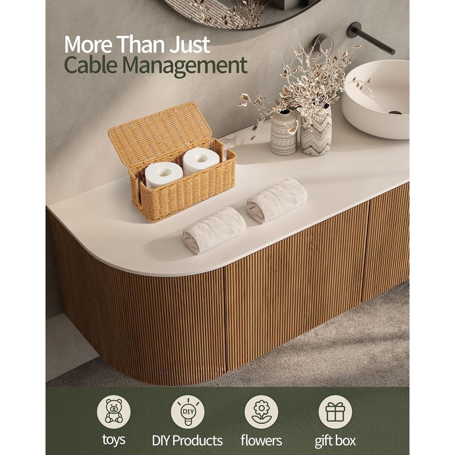 Caja Organizadora de Cables Tejida a Mano Yecaye 33x14 cm