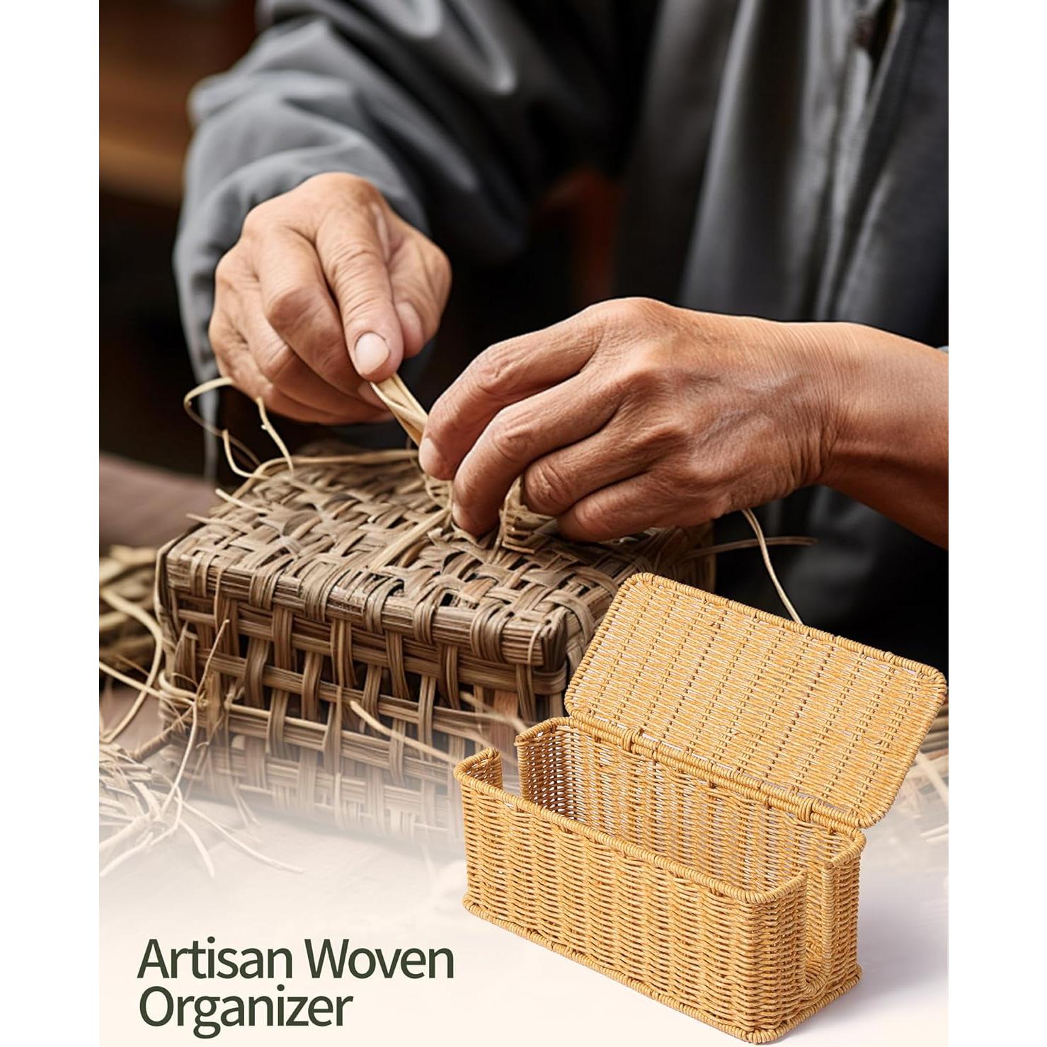 Caja Organizadora de Cables Tejida a Mano Yecaye 33x14 cm