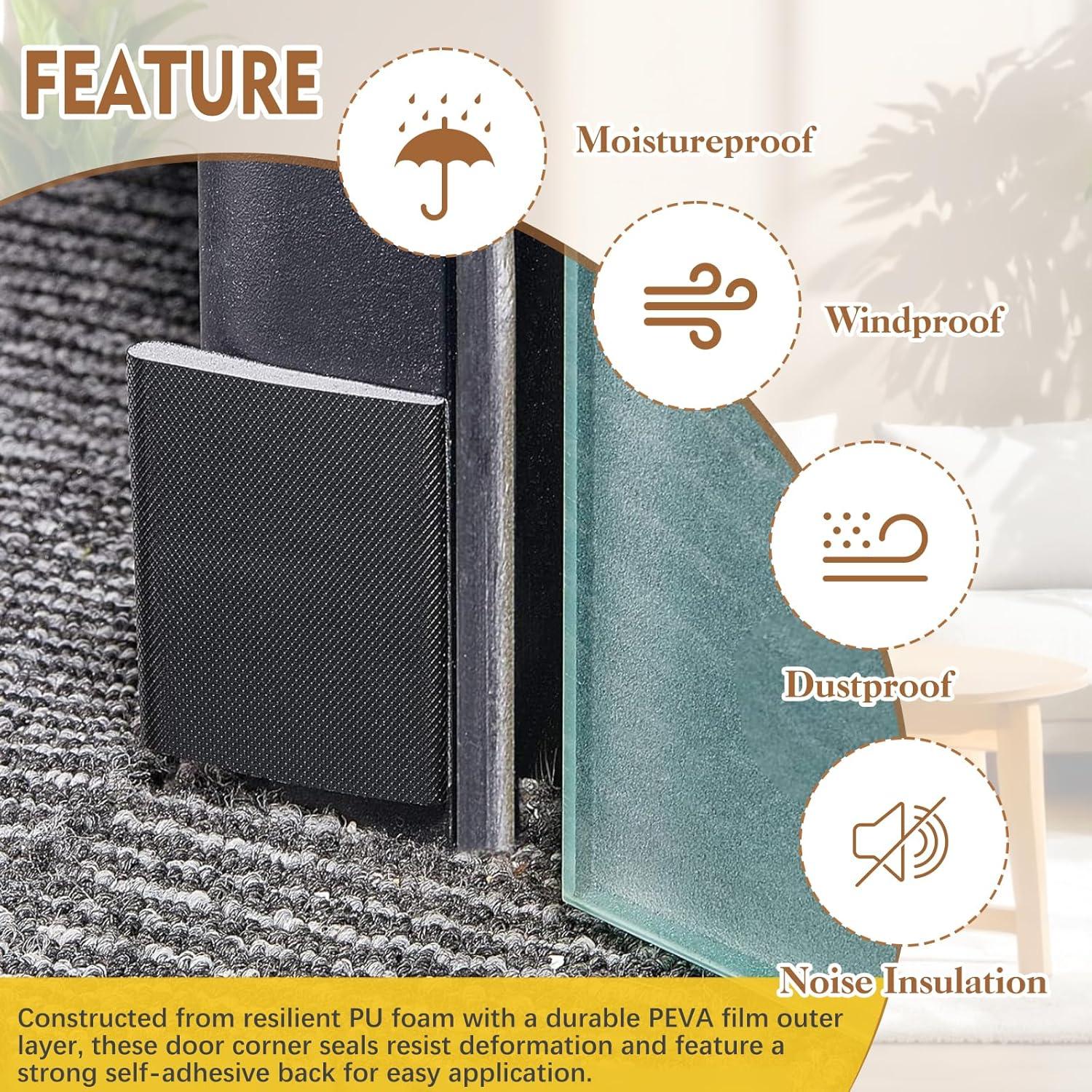 16 Sellos de Esquinas de Puerta LBTVO Autoadhesivos Negros