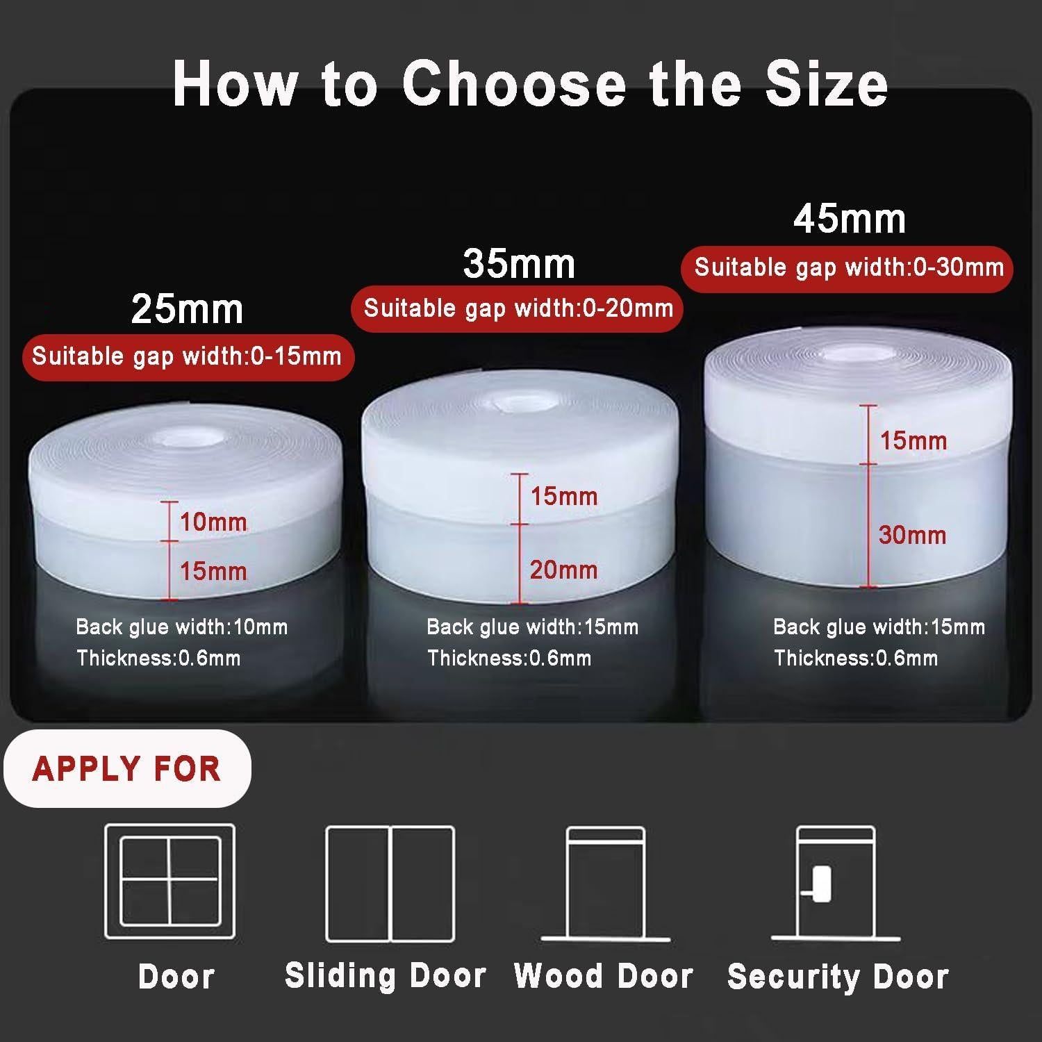 Tira de Sellado para Puertas Dstorelhp 10M Silicona 45mm Transparente