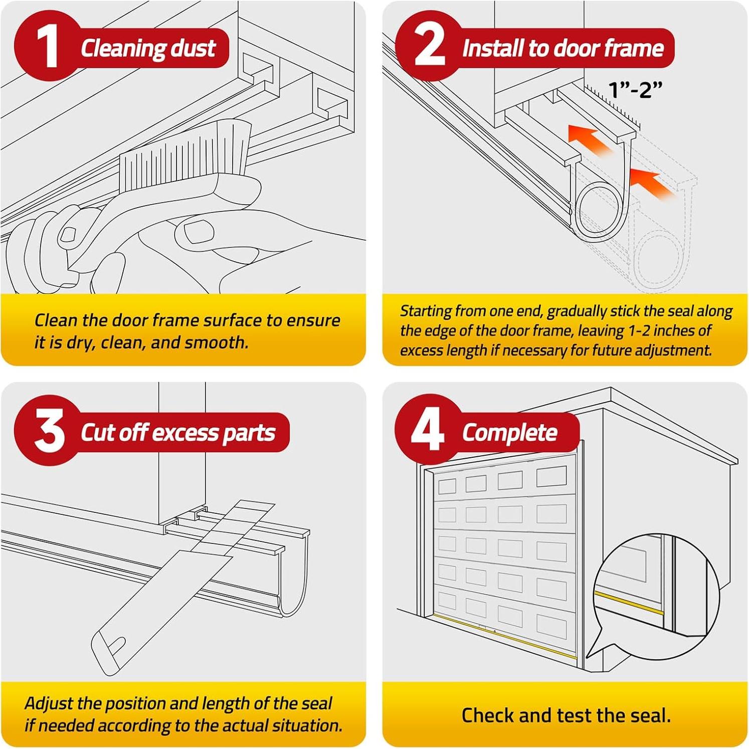 Sello de Goma para Puerta de Garaje Jin&Bao 12FT Amarillo
