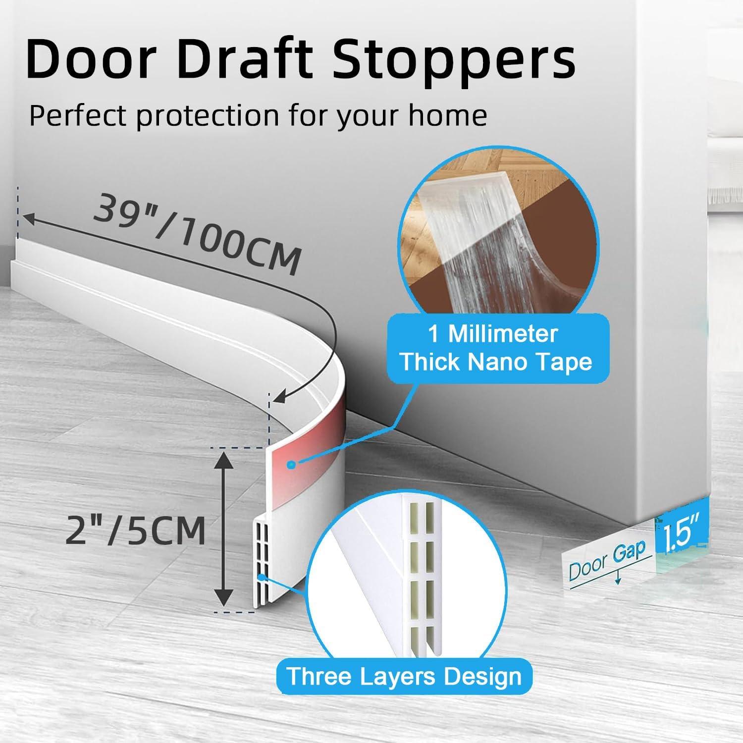 2 Tapones para Corrientes de Aire de Puerta - Sellador Acústico Blanco