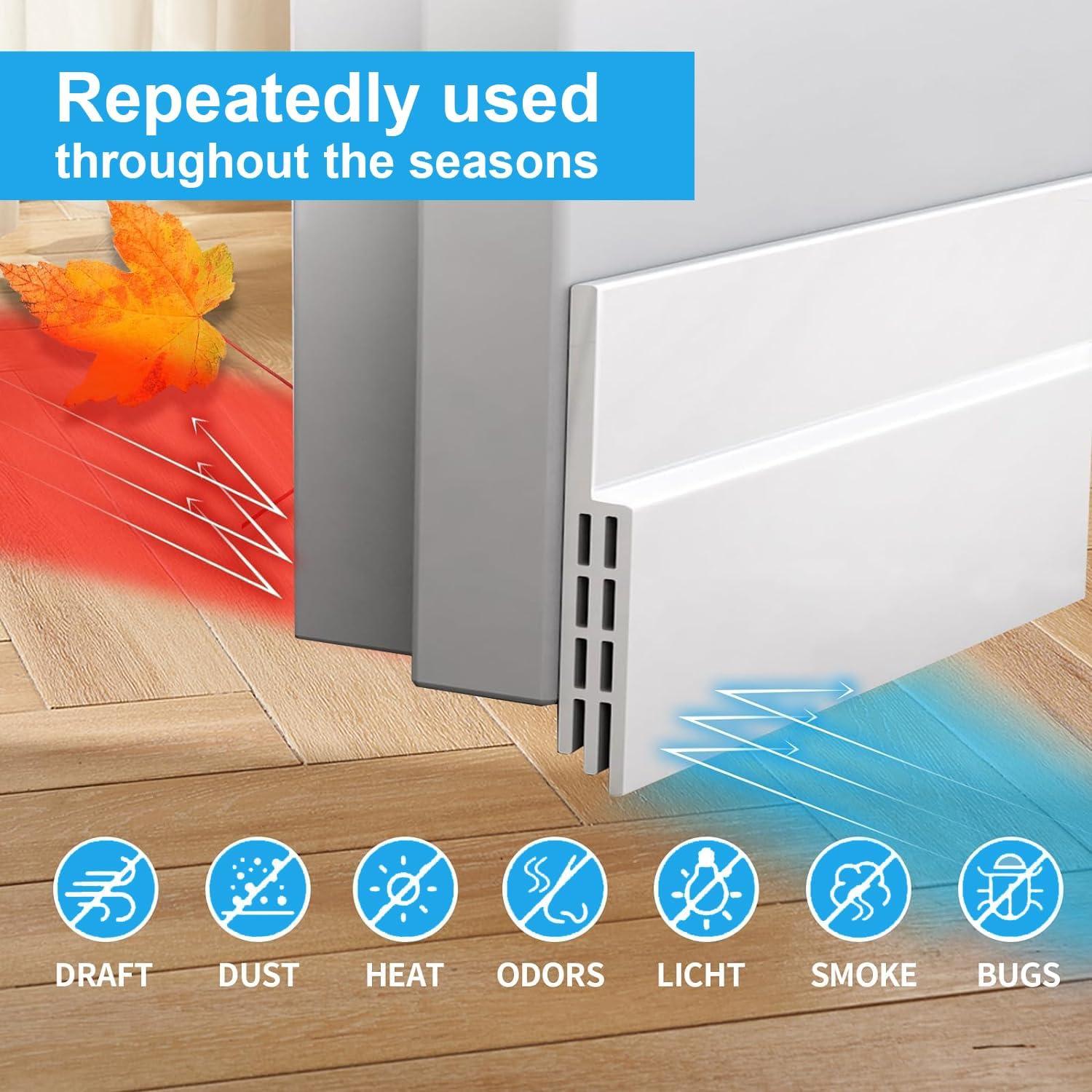 2 Tapones para Corrientes de Aire de Puerta - Sellador Acústico Blanco