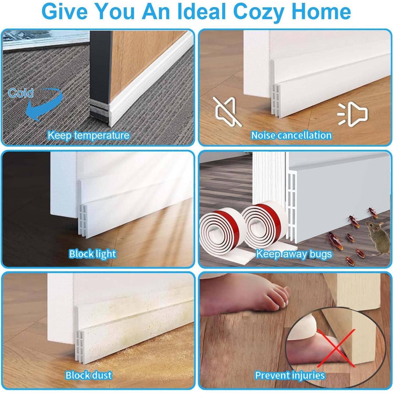 2 Tapones para Corrientes de Aire de Puerta - Sellador Acústico Blanco