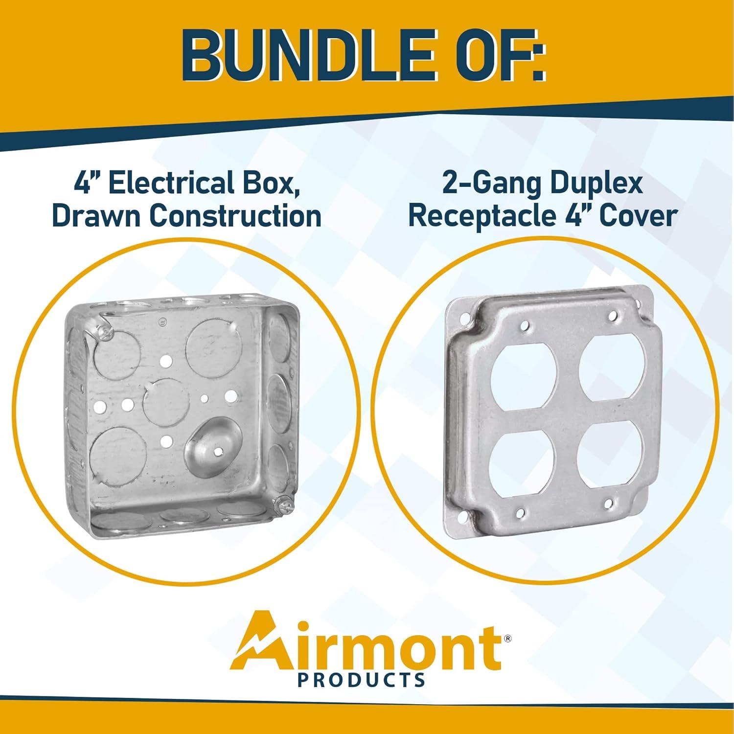 Caja Eléctrica Cuadrada 4" Airmont AP-12088 con Cubierta Doble Gang