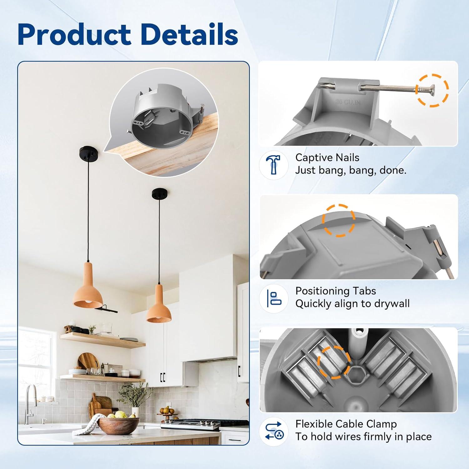Caja Eléctrica de Techo Togalonn Redonda 20 Pulgadas 6 Unidades