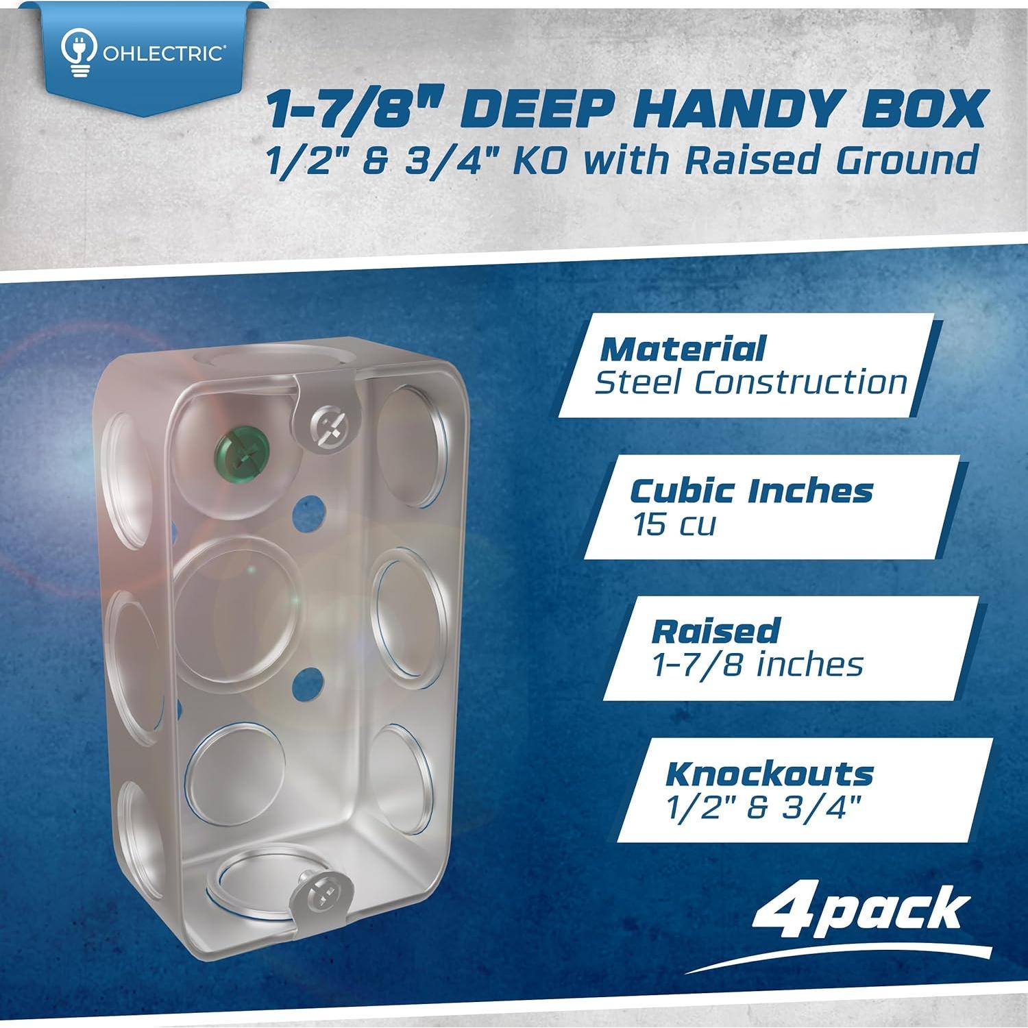 Caja Eléctrica Rectangular OHLECTRIC 4" Acero 1-7/8" Profundidad