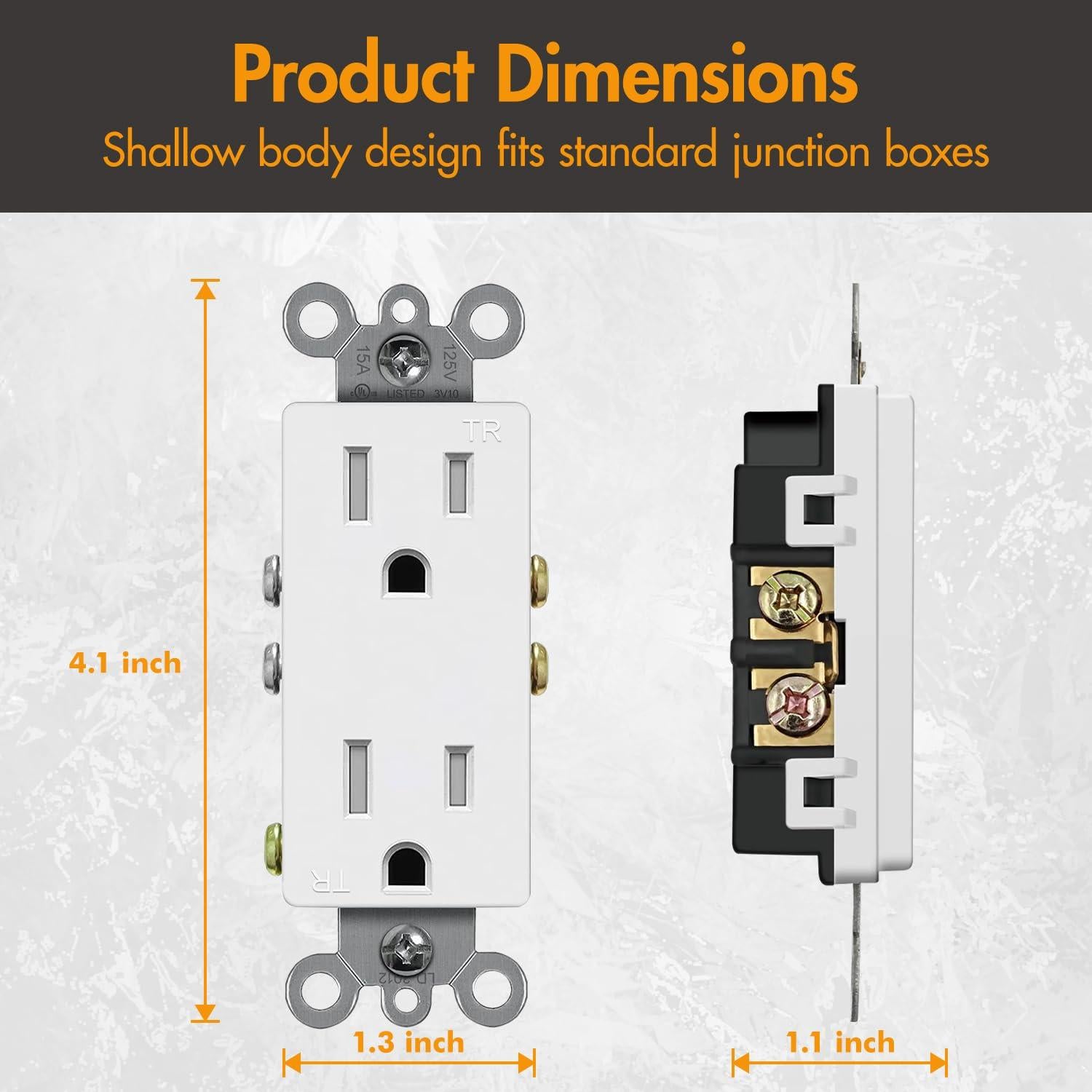 Toma de Corriente Decorativa Micmi 15A 125V Blanca 50 Paquete