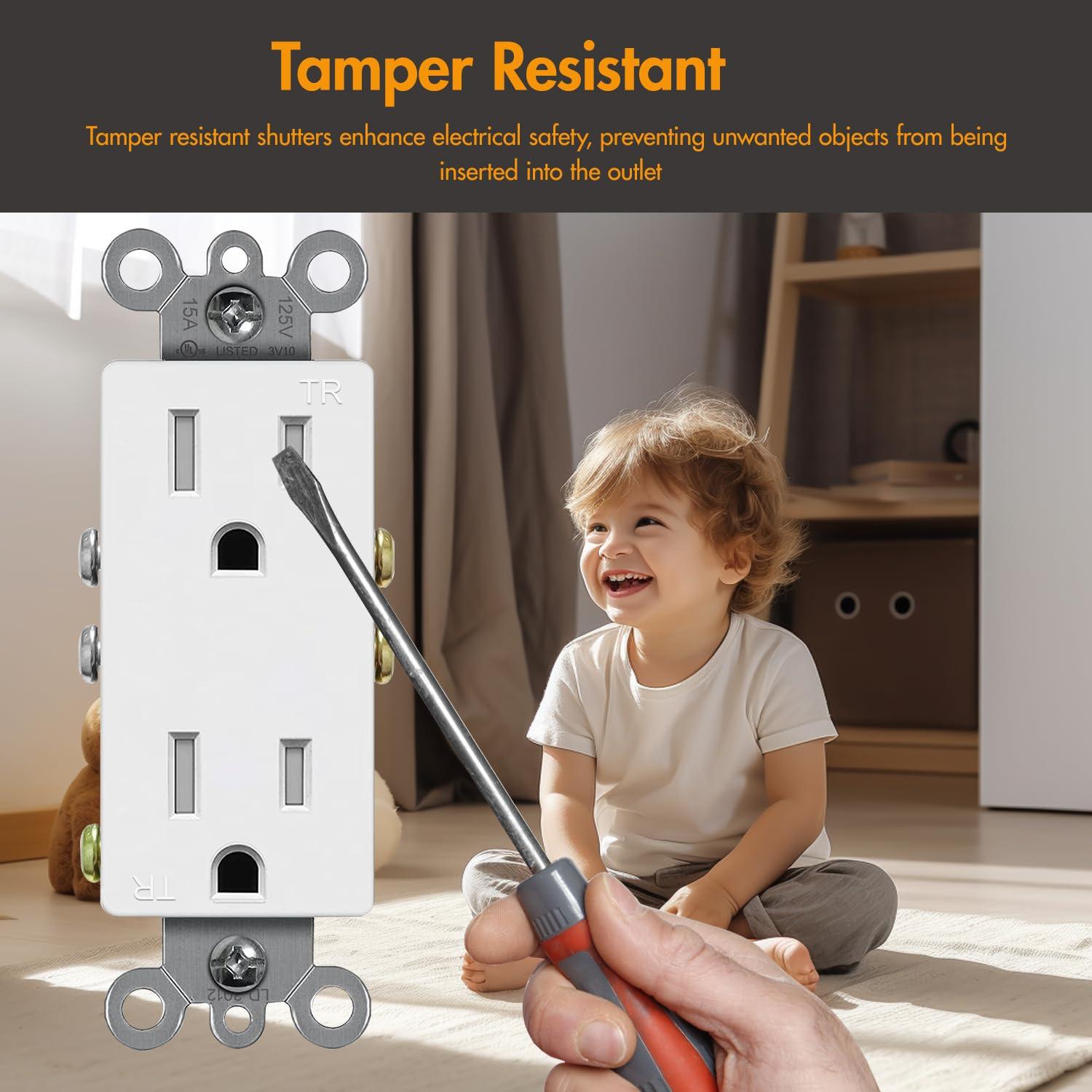 Toma de Corriente Decorativa Micmi 15A 125V Blanca 50 Paquete