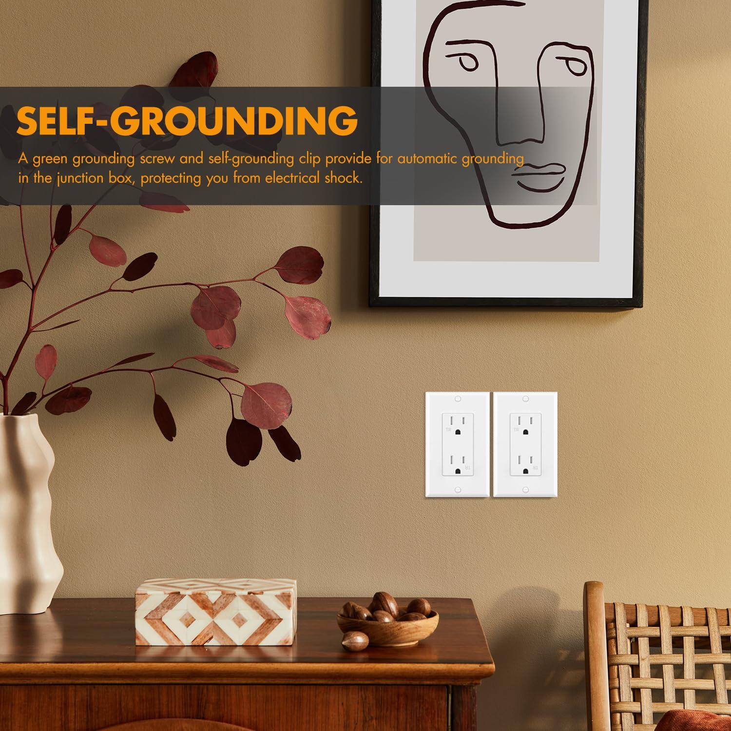 Toma de Corriente Decorativa Micmi 15A 125V Blanca 50 Paquete