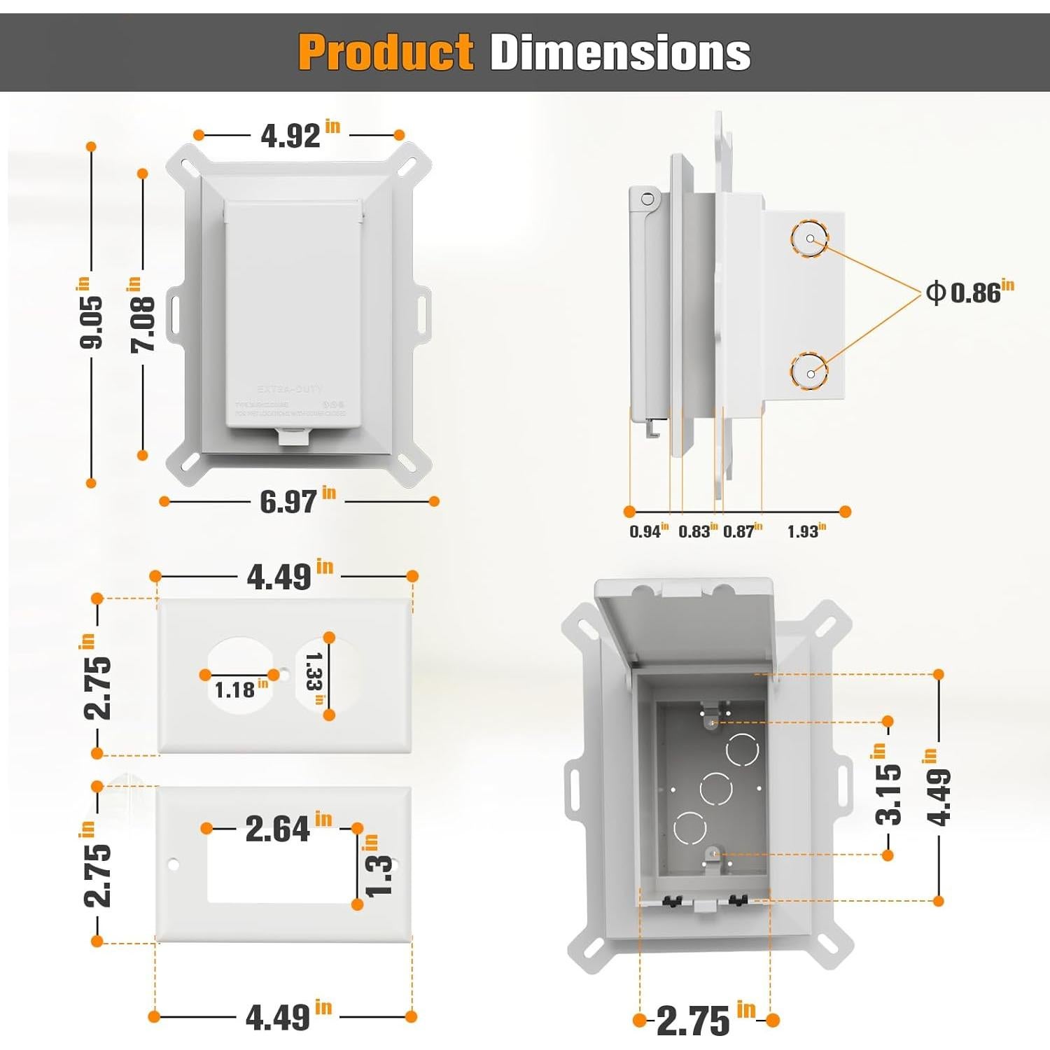 Caja de Salida Empotrada Dremica DBVS1W-1 Blanca 2 Pcs