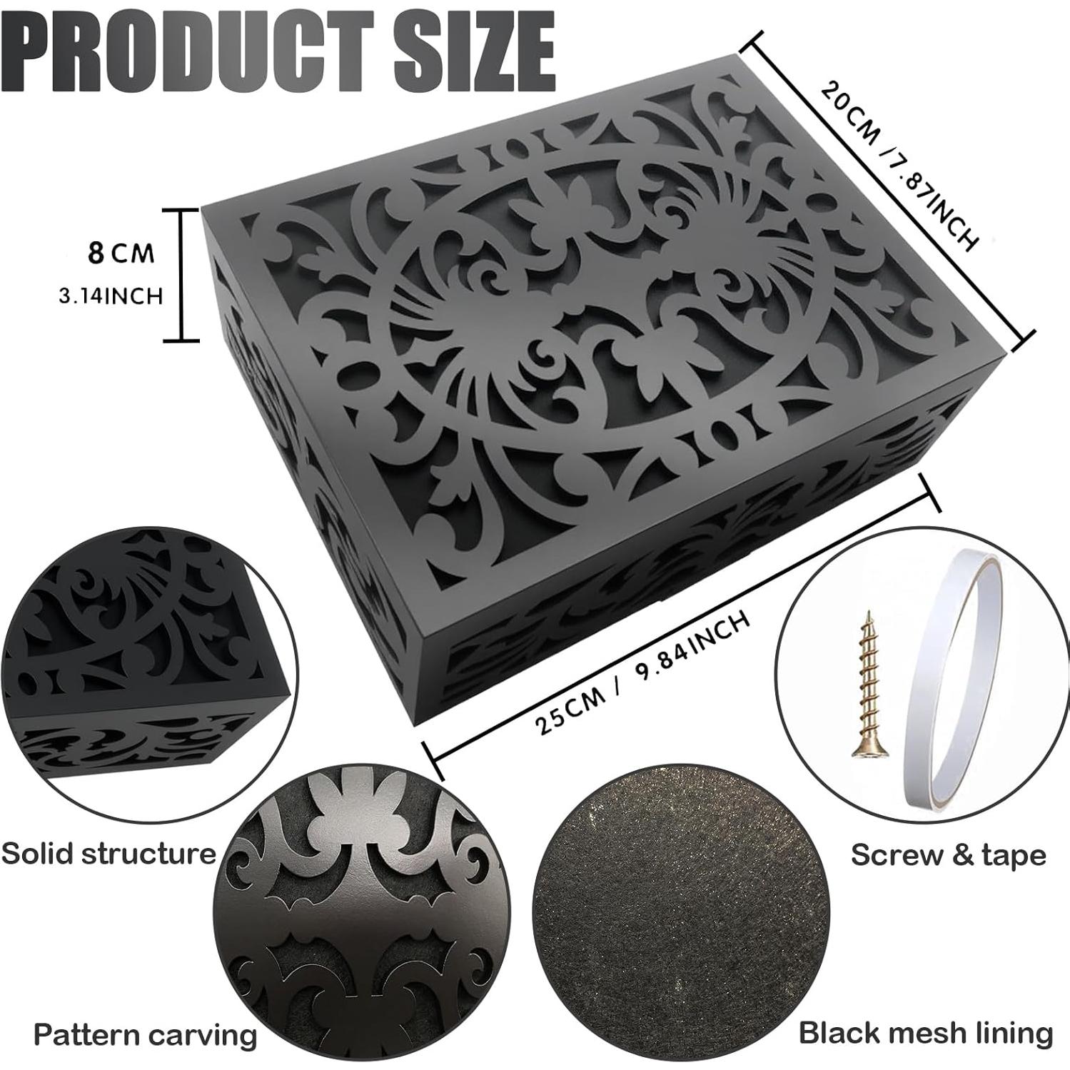 Cubierta de Timbre de Puerta de Madera Negra GRAUES 25x20x8cm