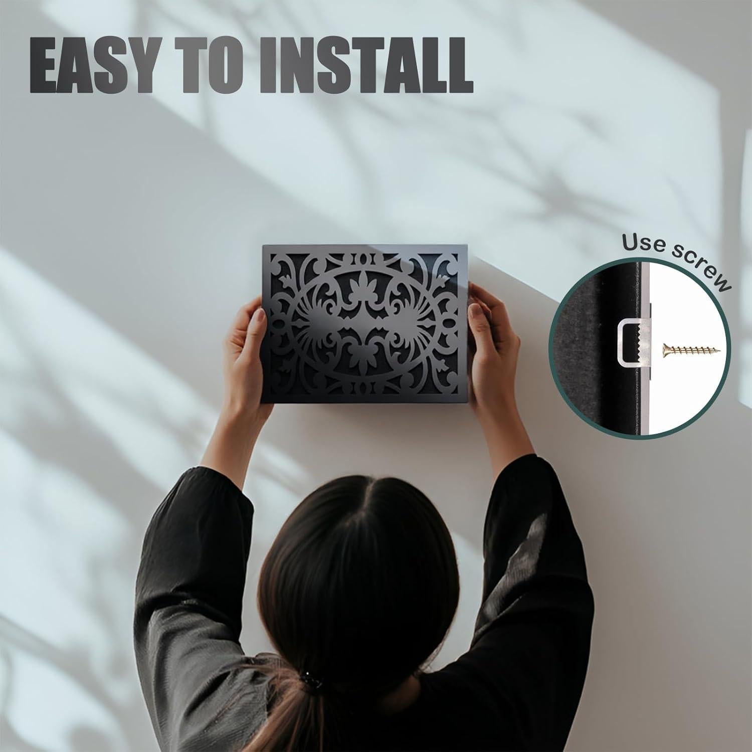 Cubierta de Timbre de Puerta de Madera Negra GRAUES 25x20x8cm