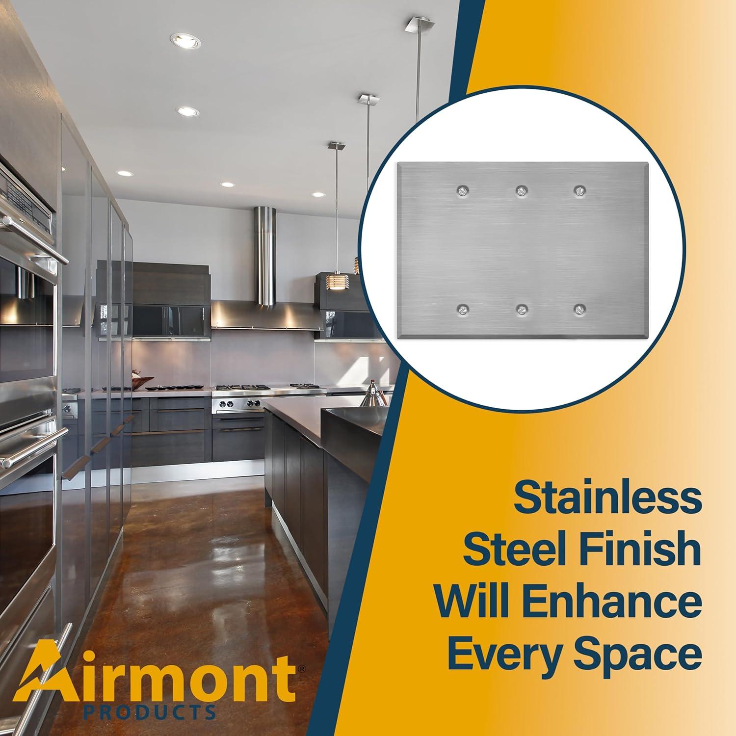 Placa de Pared Sobredimensionada Airmont 3 Gang Acero Inoxidable