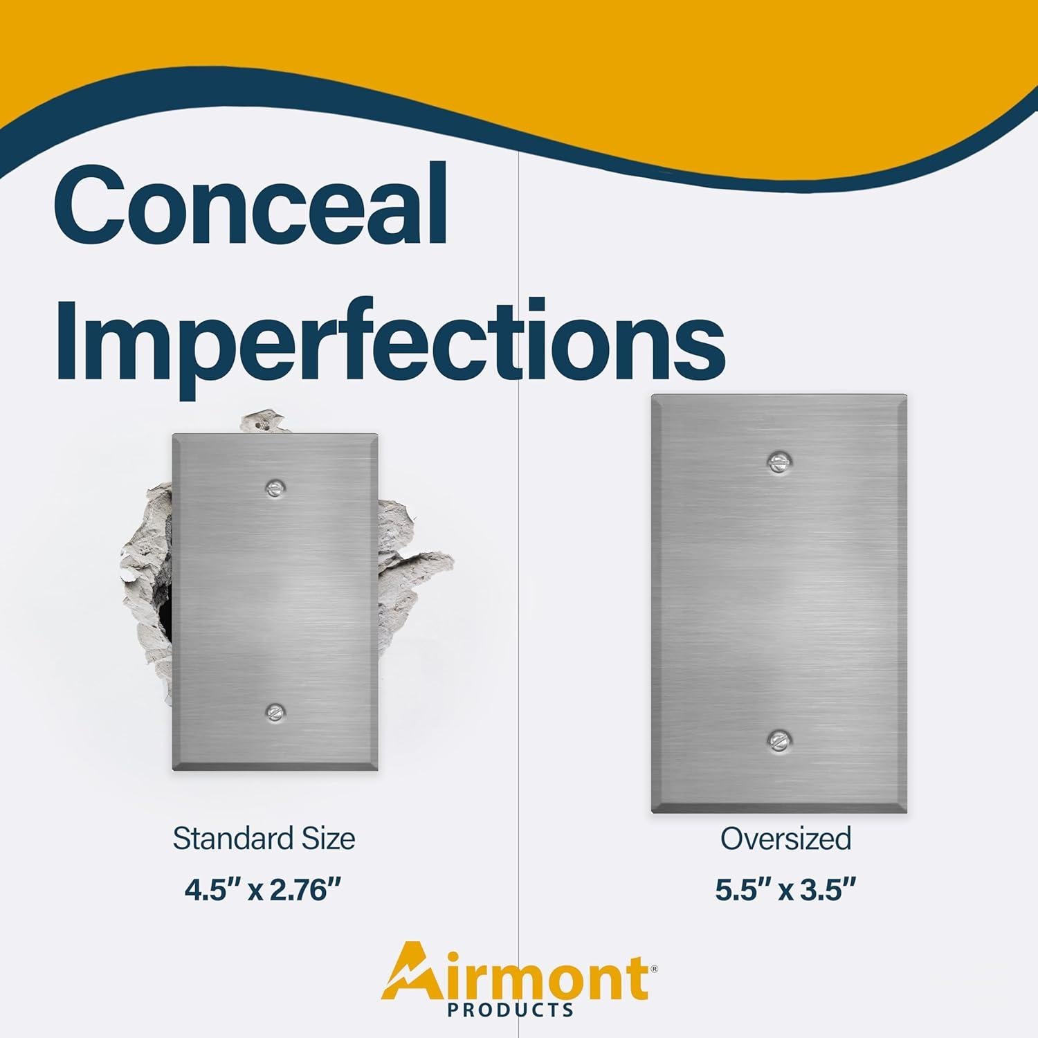 Placa de Pared Sobredimensionada Airmont 3 Gang Acero Inoxidable