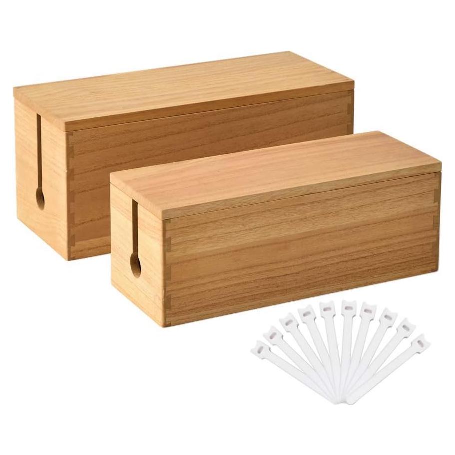 Caja de Gestión de Cables de Madera Kirigen - 2 Piezas