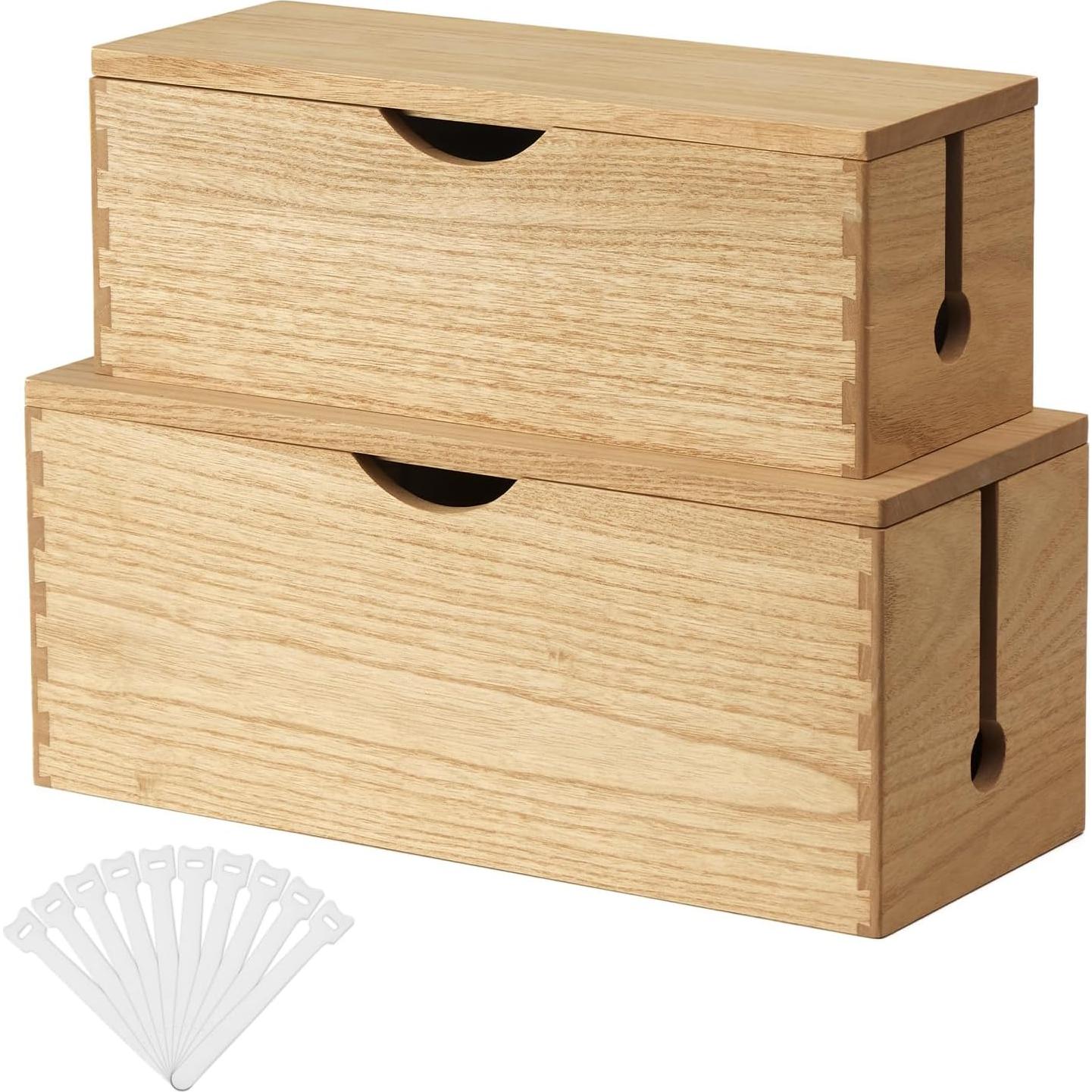 Caja de Gestión de Cables de Madera Kirigen - 2 Piezas