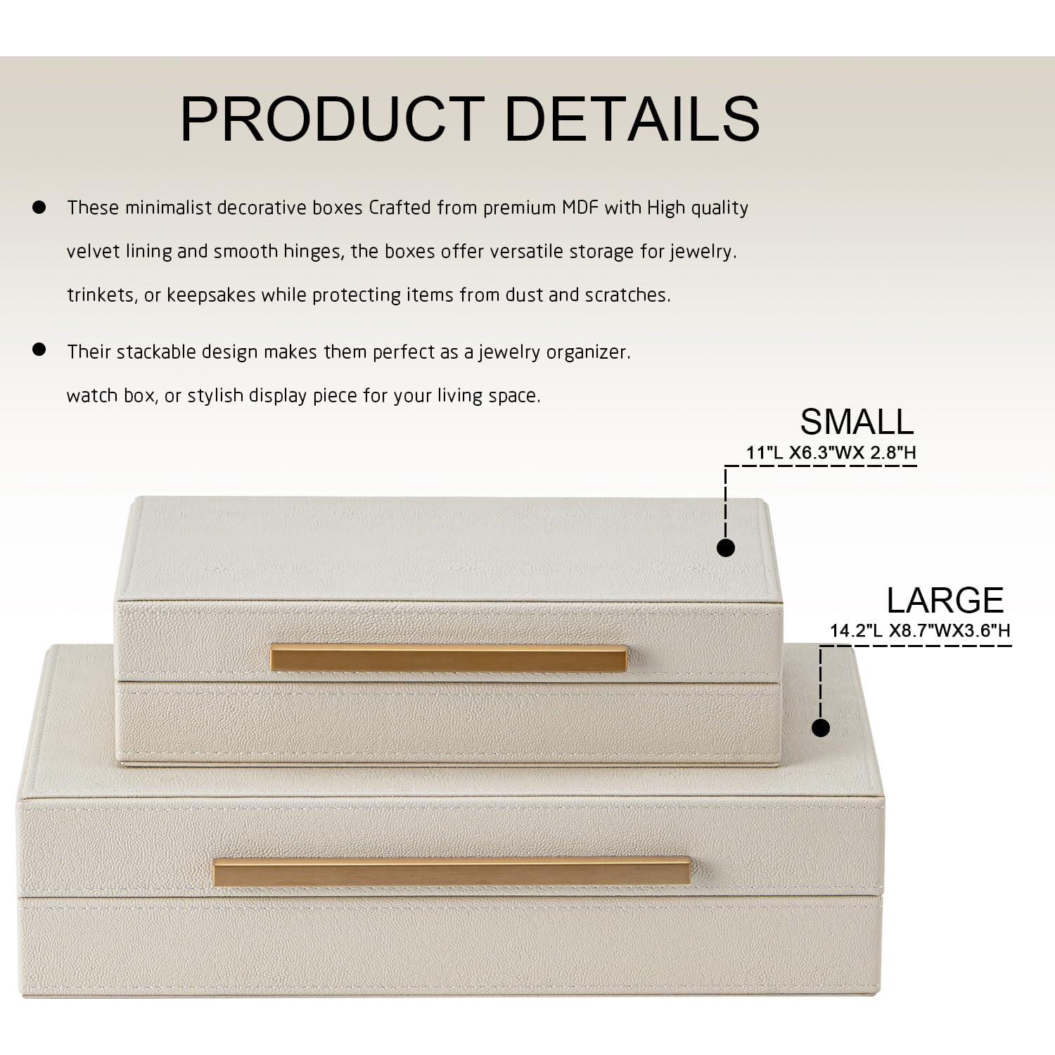 Juego de 2 Cajas Decorativas Beige SYYSY con Mangos Dorados