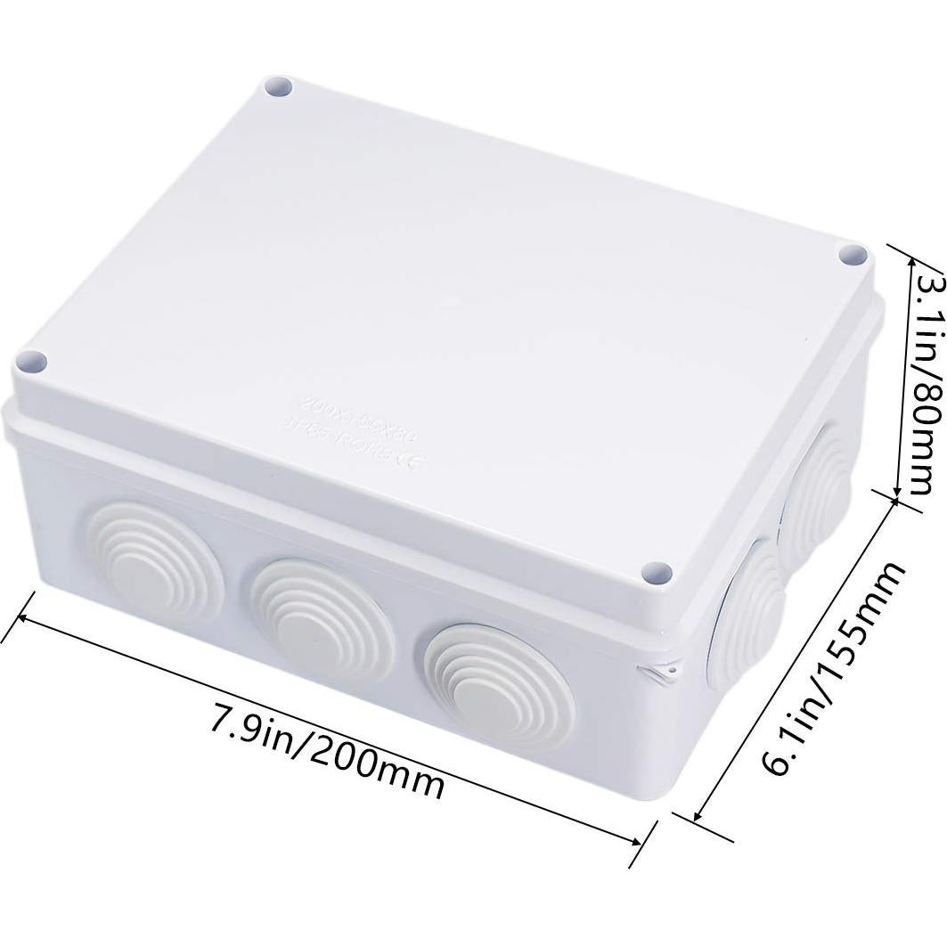 Caja de Conexiones Zulkit IP65 Plástico ABS Blanca 200x155x80mm
